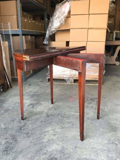 English Inlaid Flip-Top Demilune Card Table