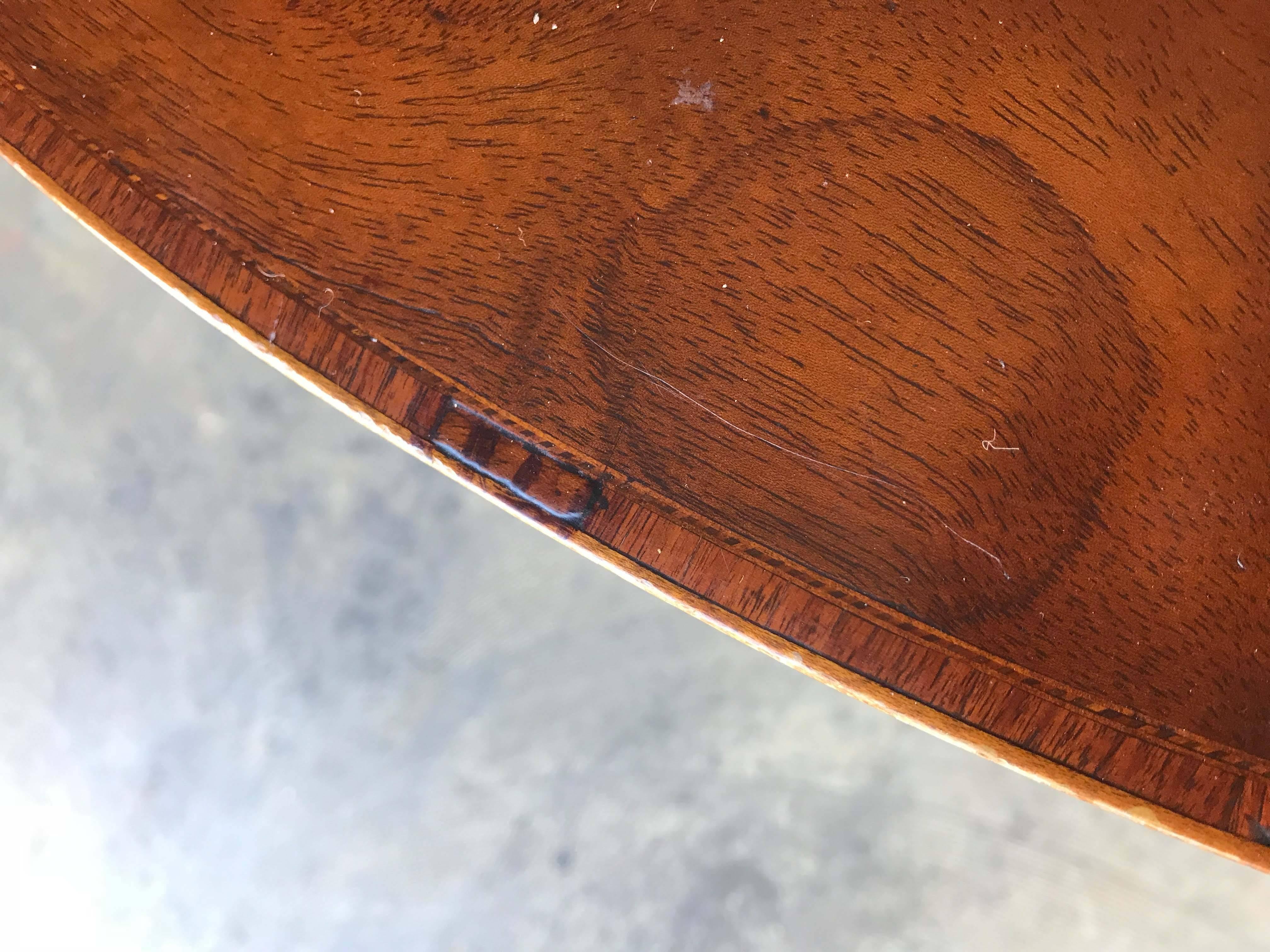 English Inlaid Flip-Top Demilune Card Table For Sale 4