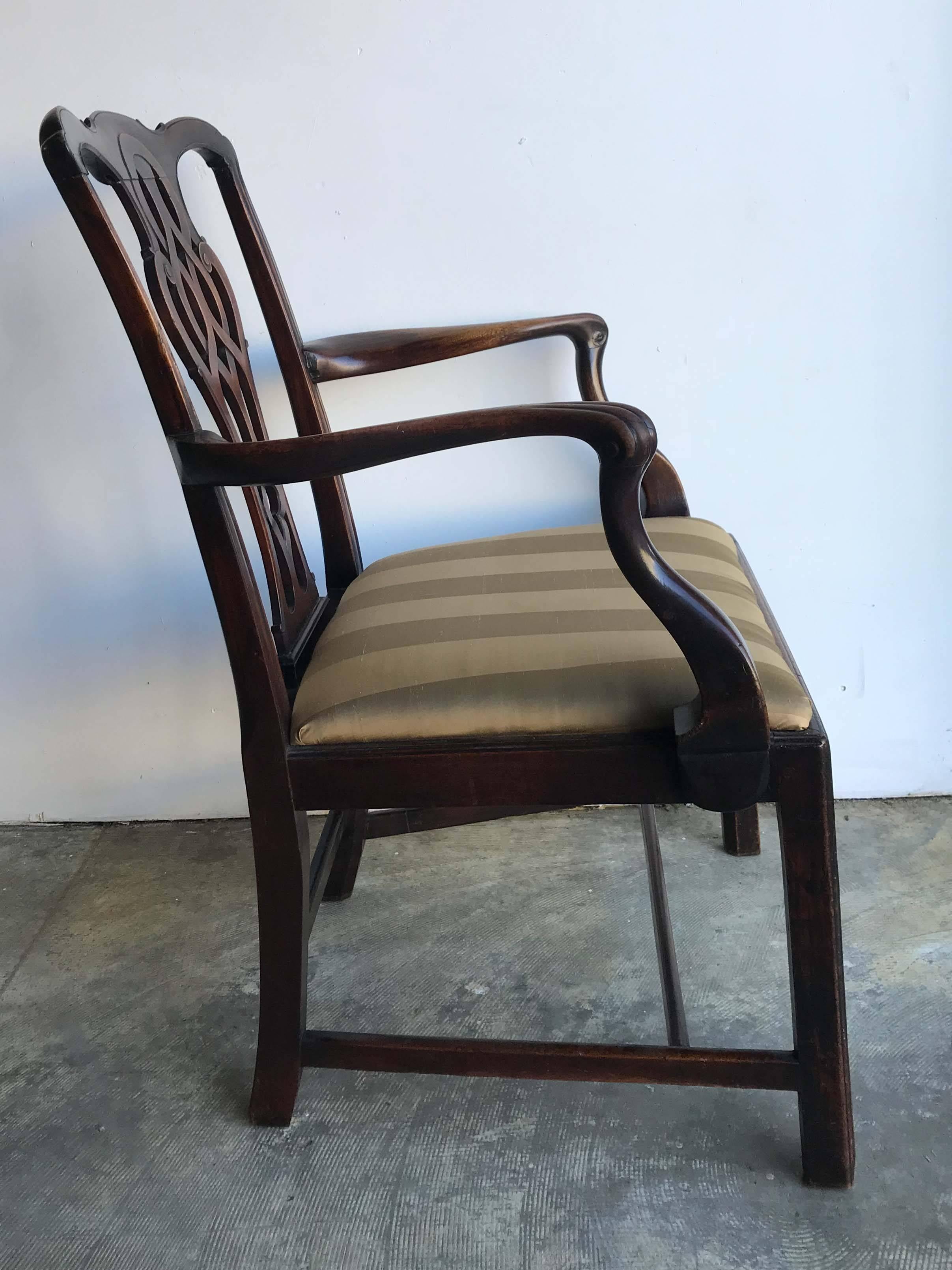 Chippendale George III Mahogany Armchair For Sale