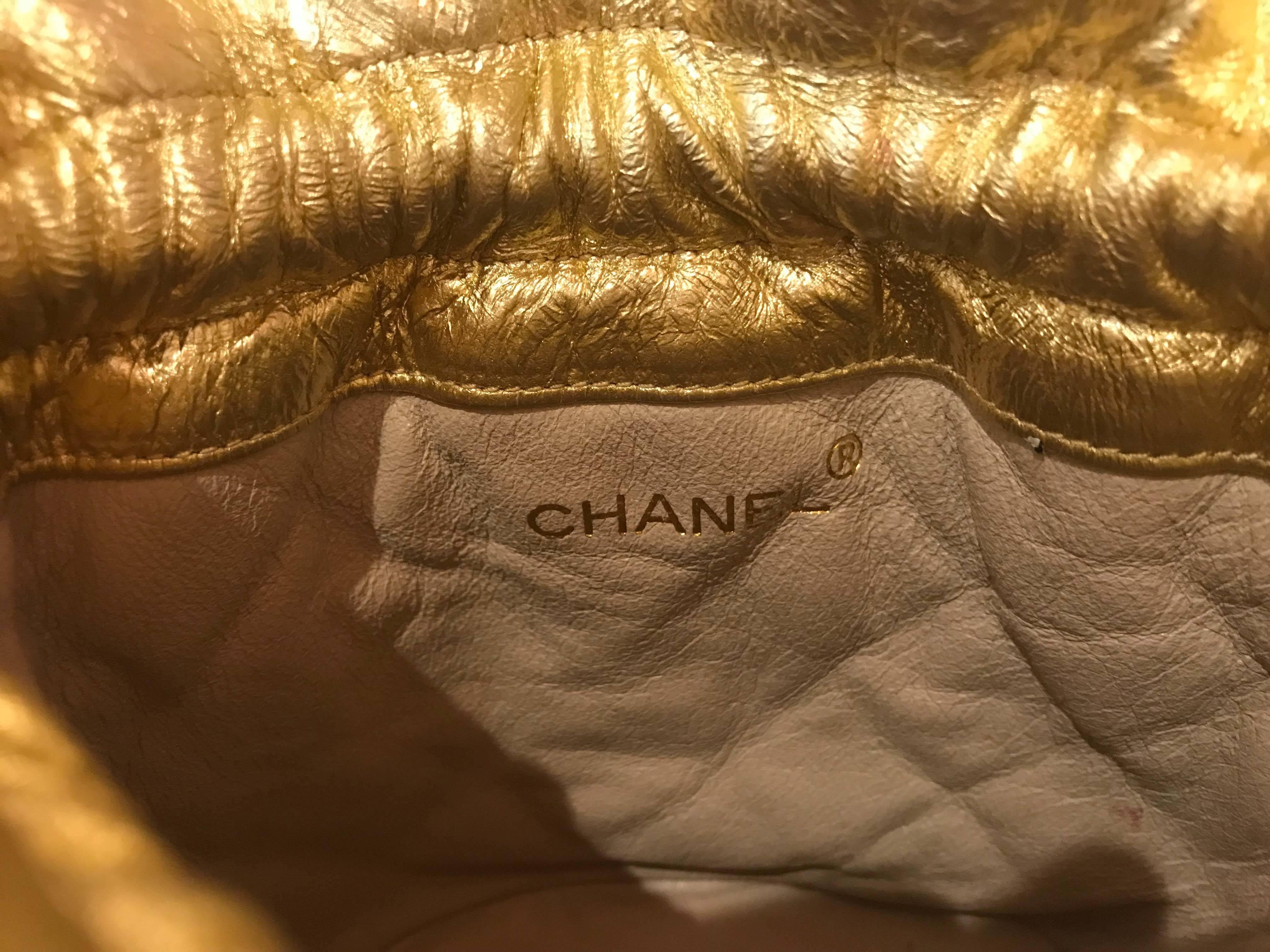 Bohemian Chanel Quilted Gold Bucket Bag