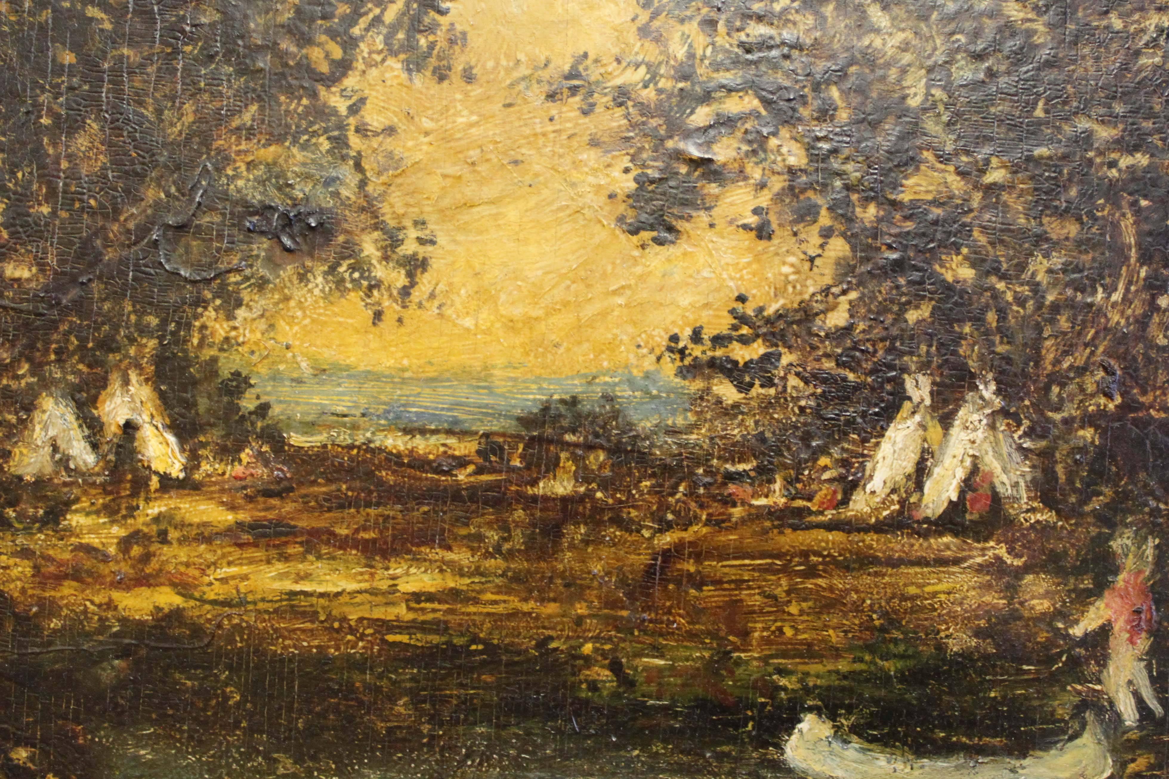 Romantic ‘Indian Encampment’ Attributed to Ralph A. Blakelock For Sale