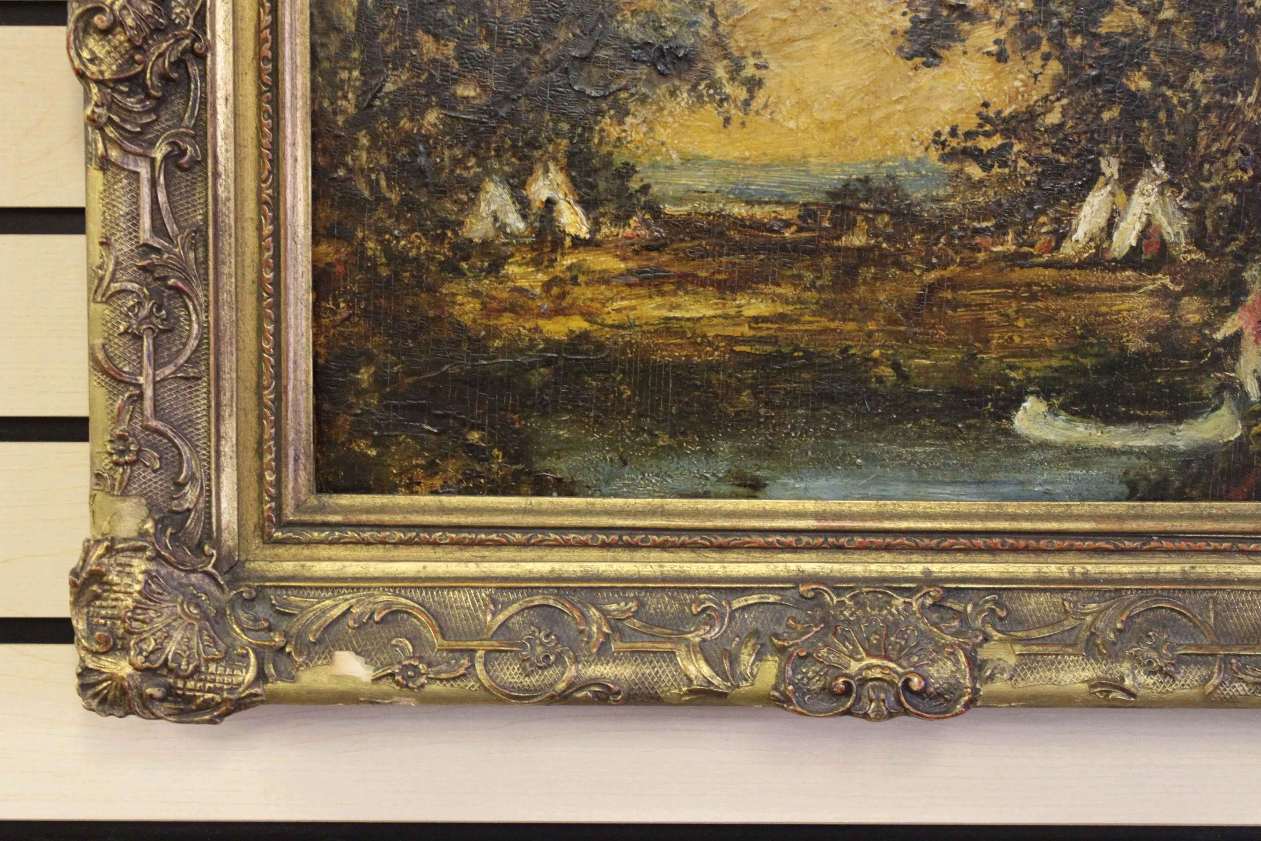 ‘Indian Encampment’ Attributed to Ralph A. Blakelock In Good Condition For Sale In Vancouver, BC