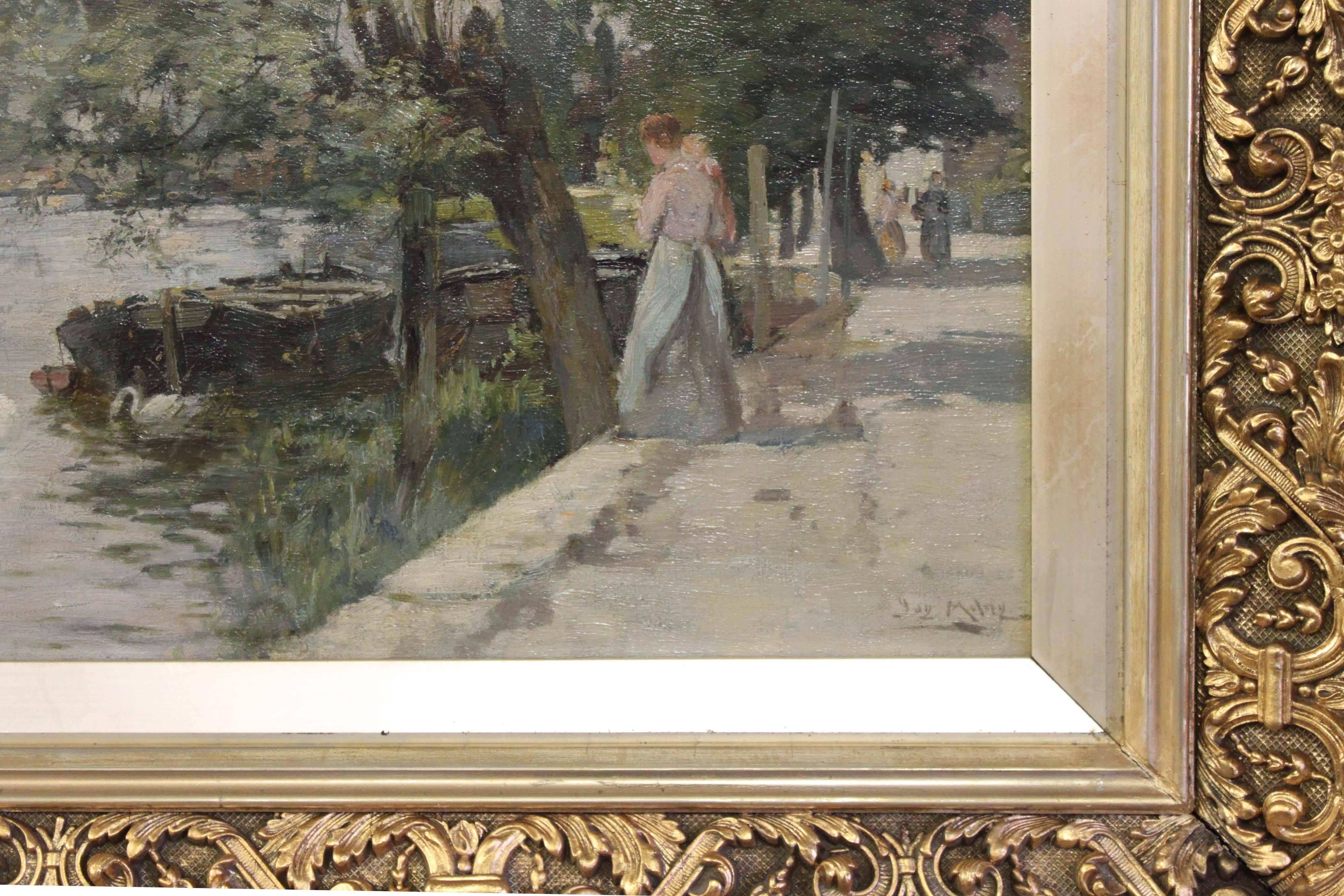 Late 19th Century ‘Feeding the Swans’, 19th Century For Sale