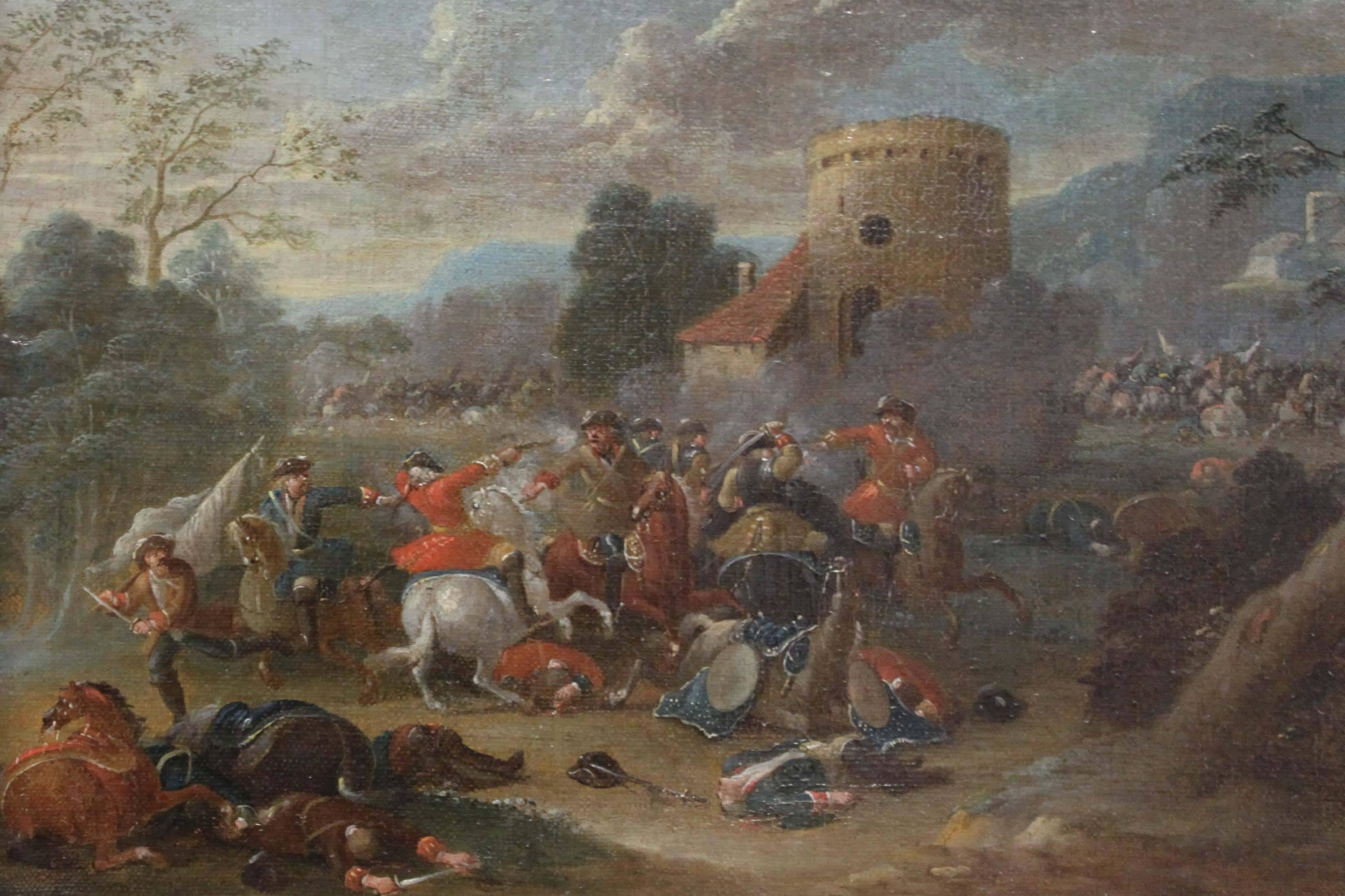 Belgian Cavalry Engagement Attributed to Karel Breydel For Sale