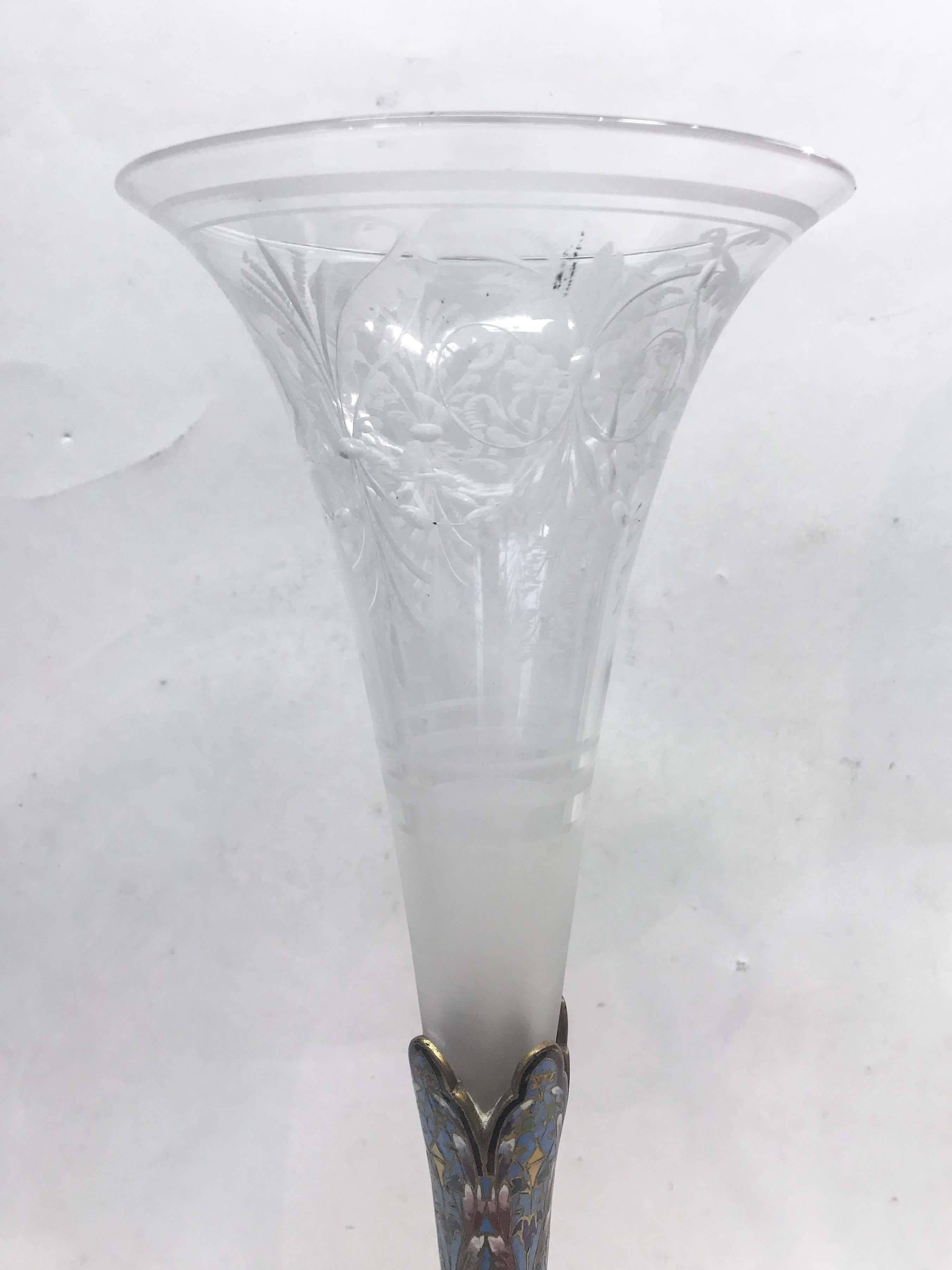 Gilt Bronze Cherubic Crystal Vase For Sale 1
