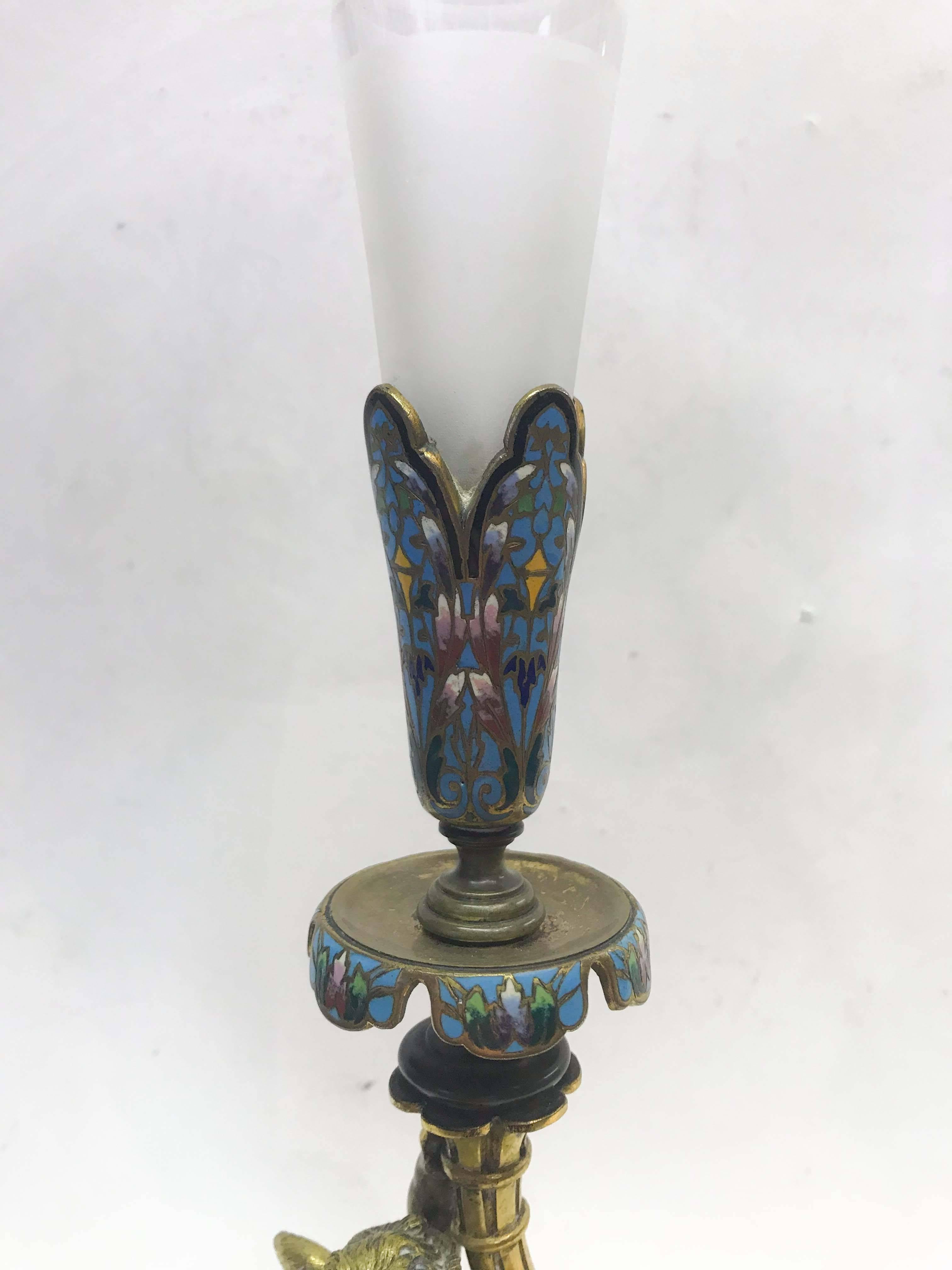 French Gilt Bronze Cherubic Crystal Vase For Sale