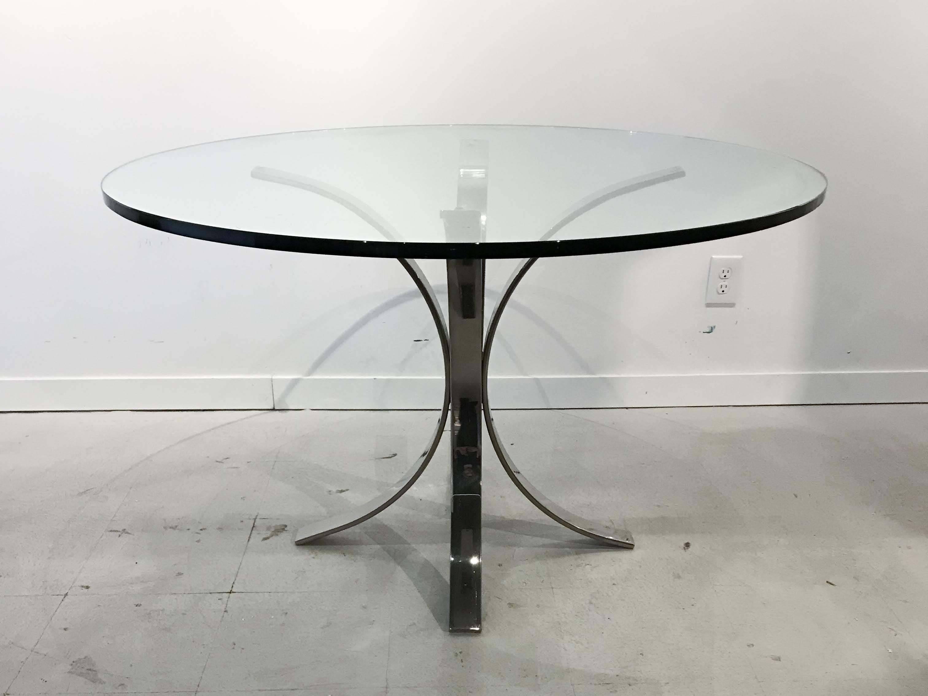 Chrome Pedestal Table in the Manner of Willy Rizzo In Good Condition For Sale In Vancouver, BC