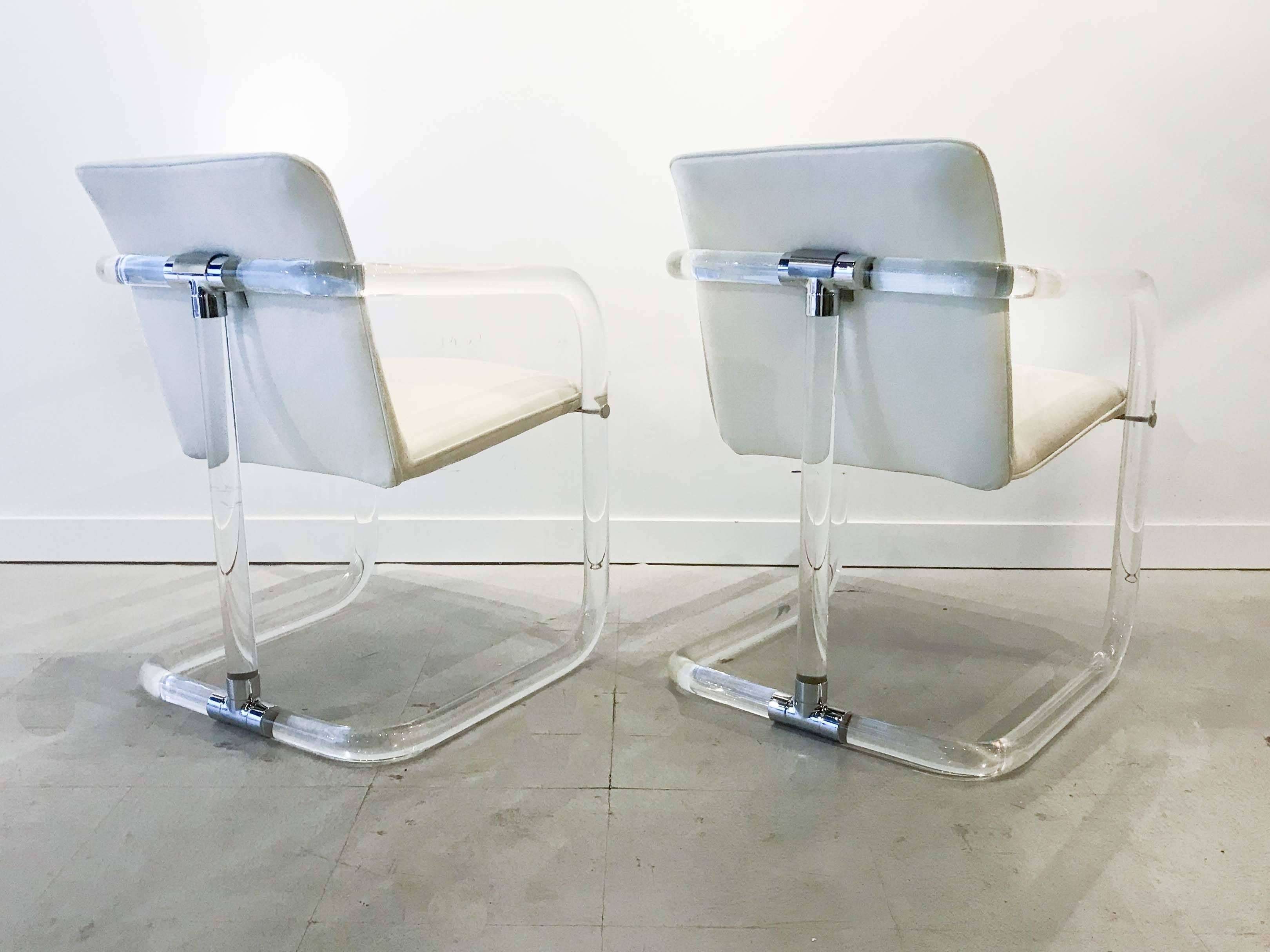 Hollywood Regency Pair of Lucite Armchairs by Leon Frost For Sale