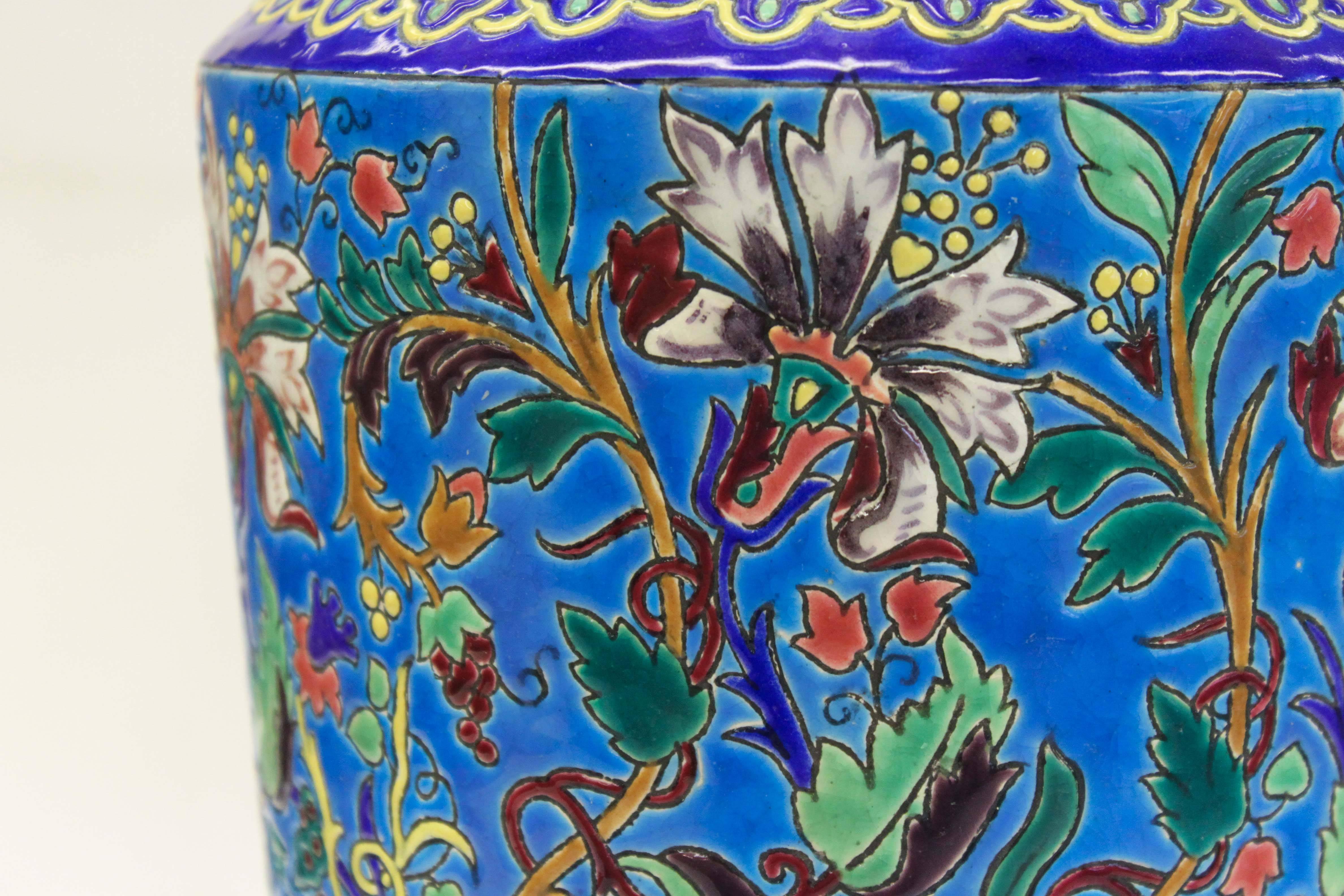Art Nouveau Longwy Pottery Vase, Signed For Sale