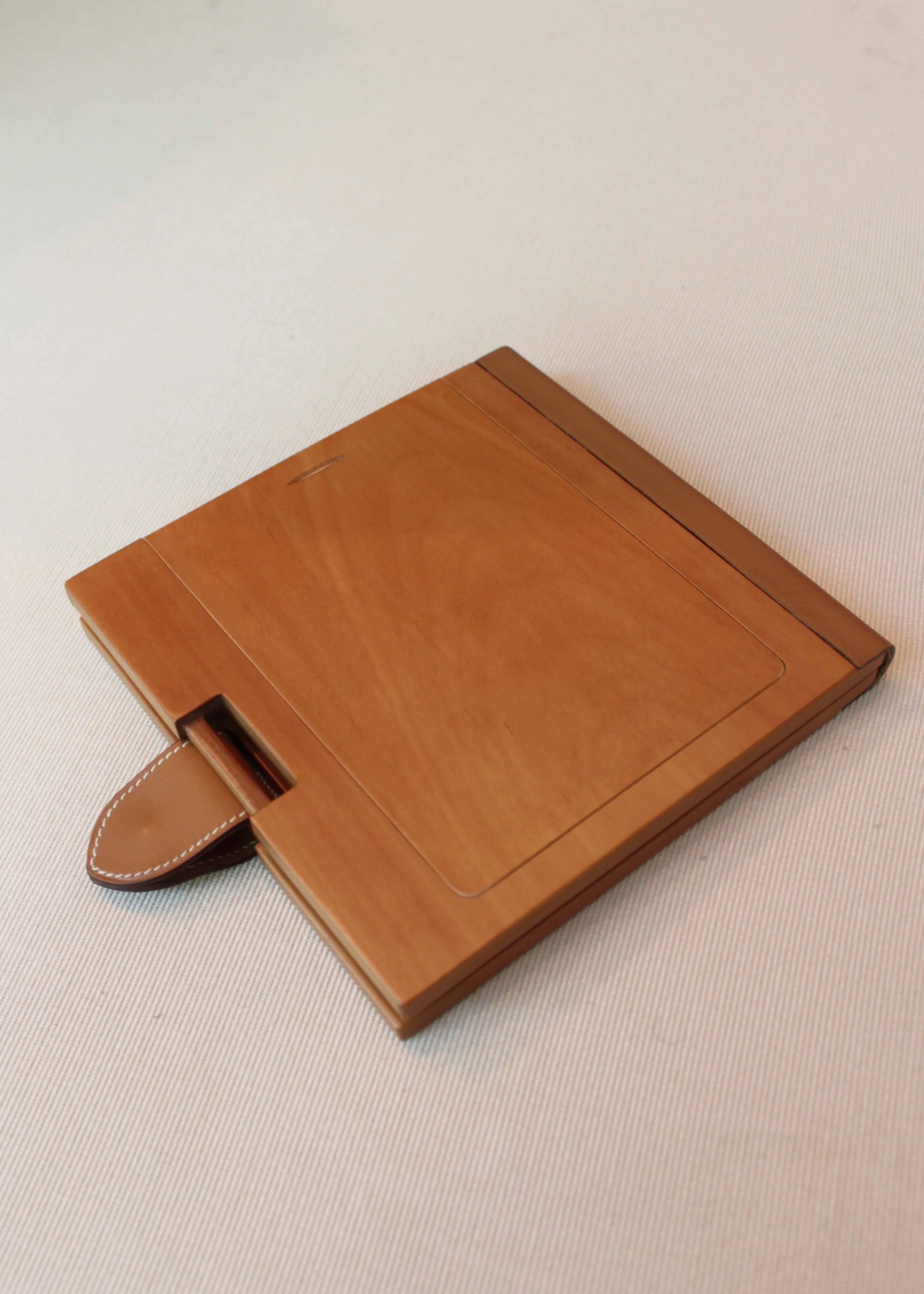 French Hermès Fruitwood and Leather Folding Photo Frame