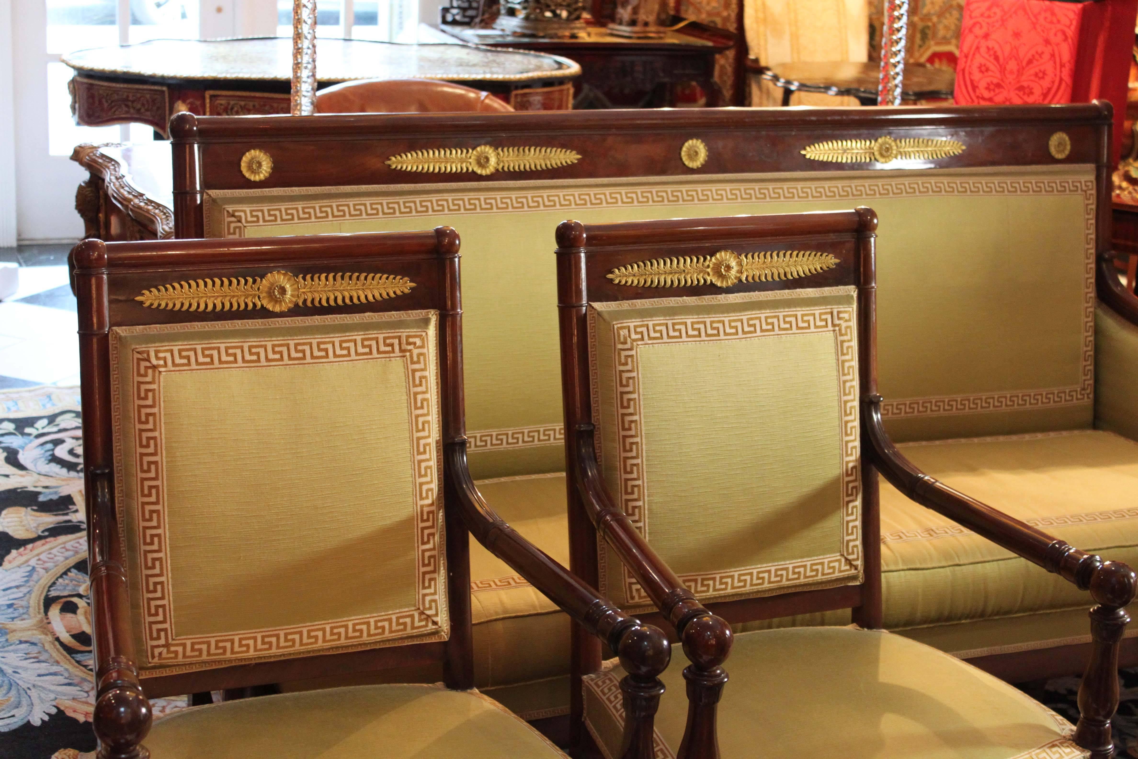 French Period Directoire Settee and Armchairs For Sale
