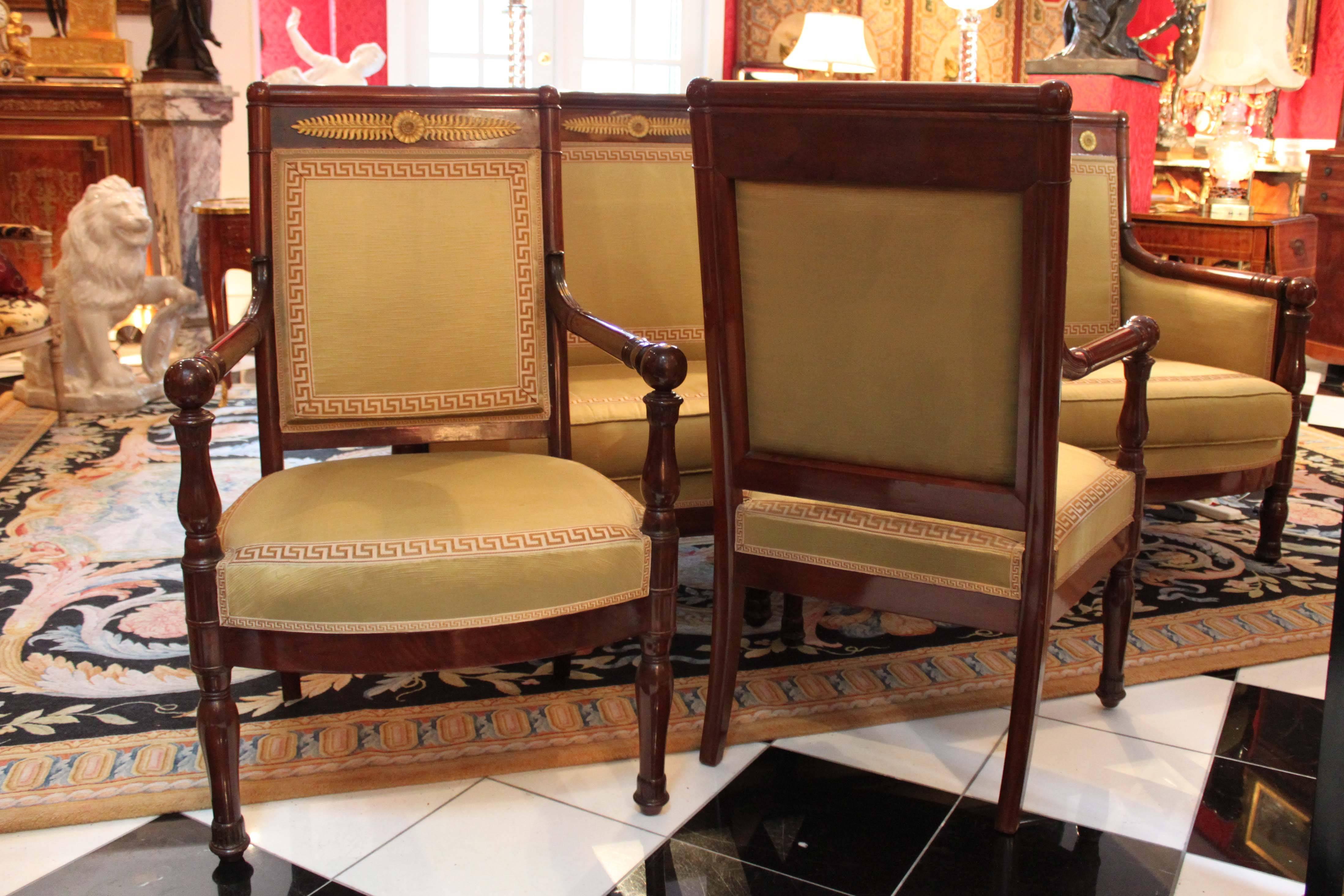 Early 19th Century Period Directoire Settee and Armchairs For Sale