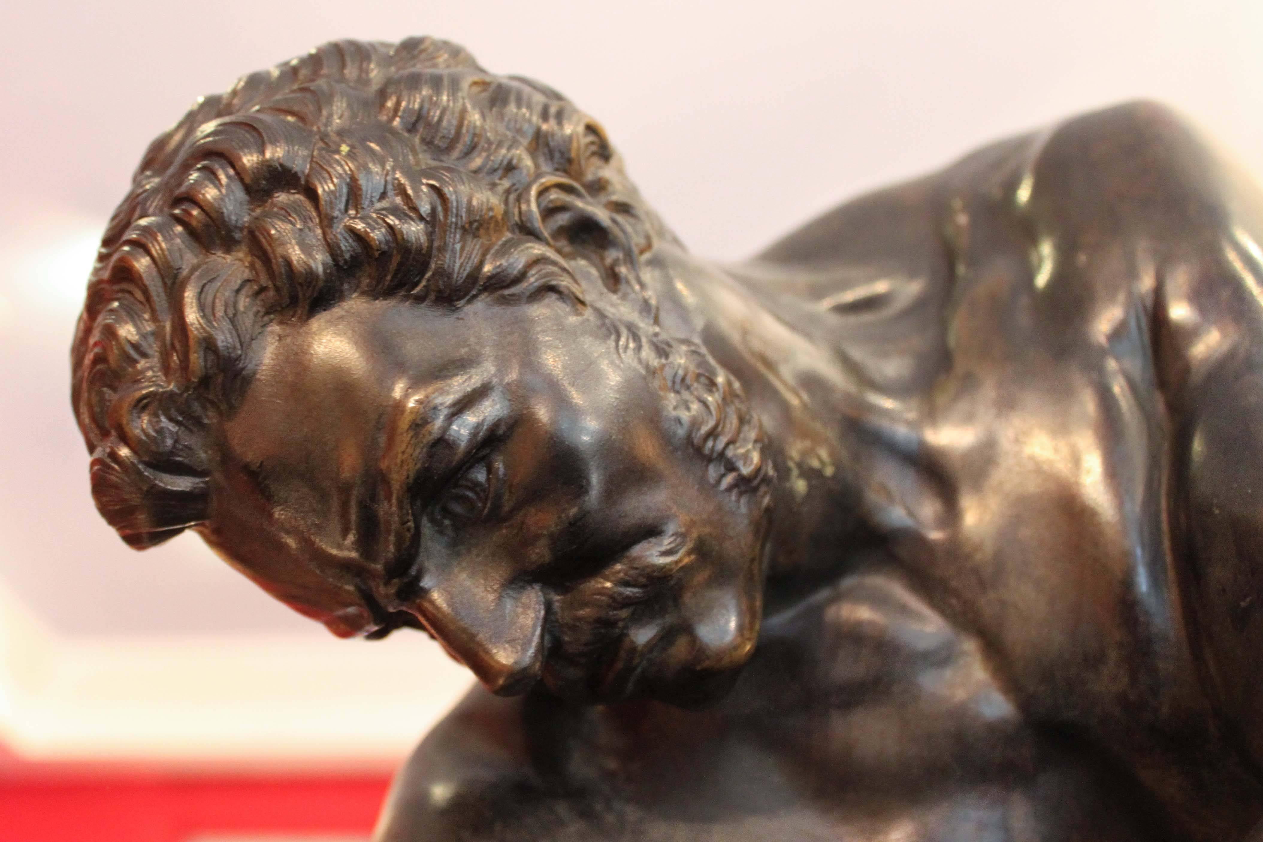 Classical Greek Bronze Statue of Milos of Croton after Edme Dumont For Sale