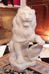 Pair of White Terra Cotta Lions