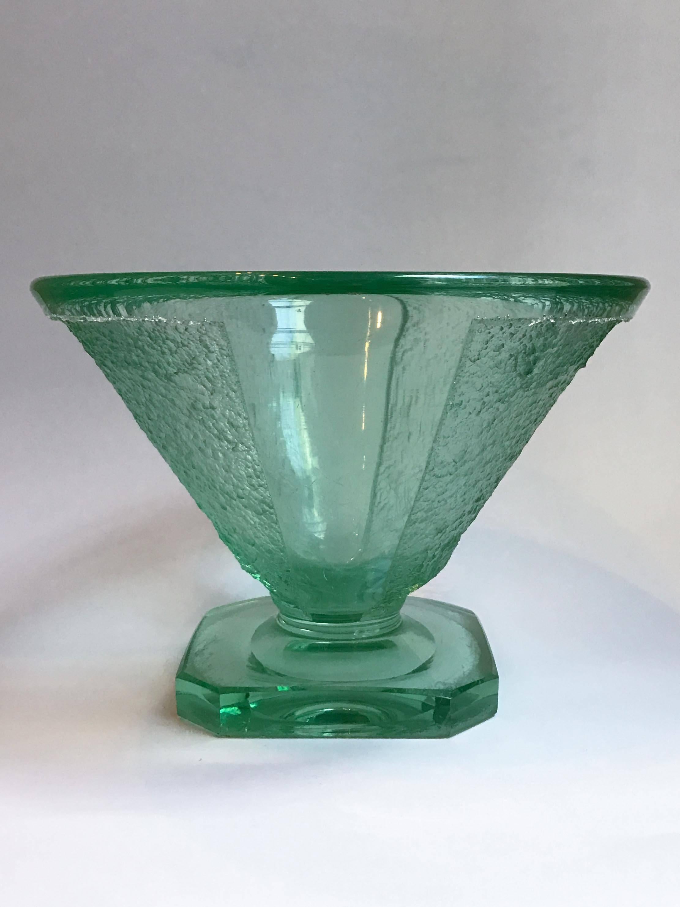 Art Deco Green Vessel Attributed to Daum For Sale
