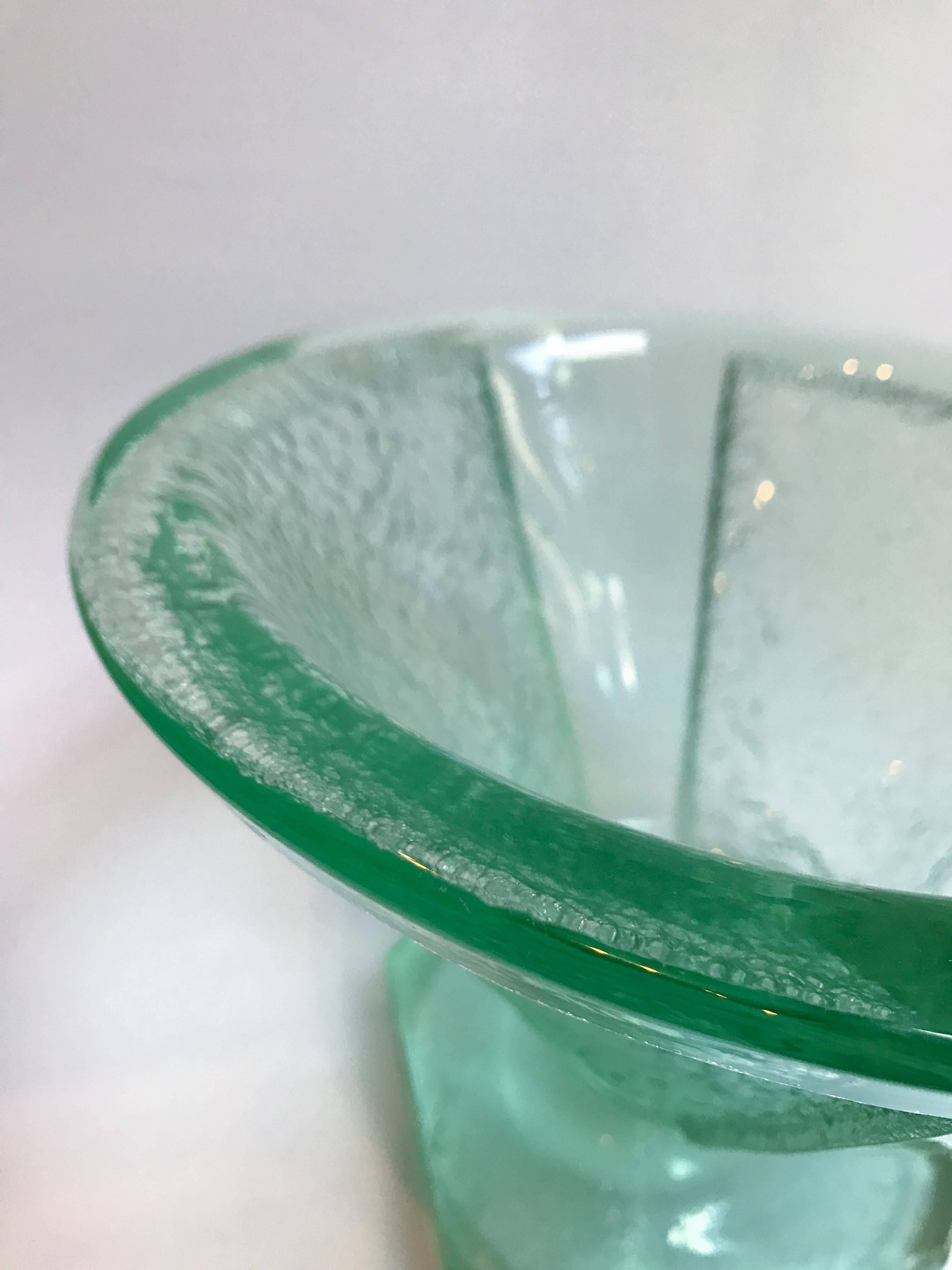 French Green Vessel Attributed to Daum For Sale