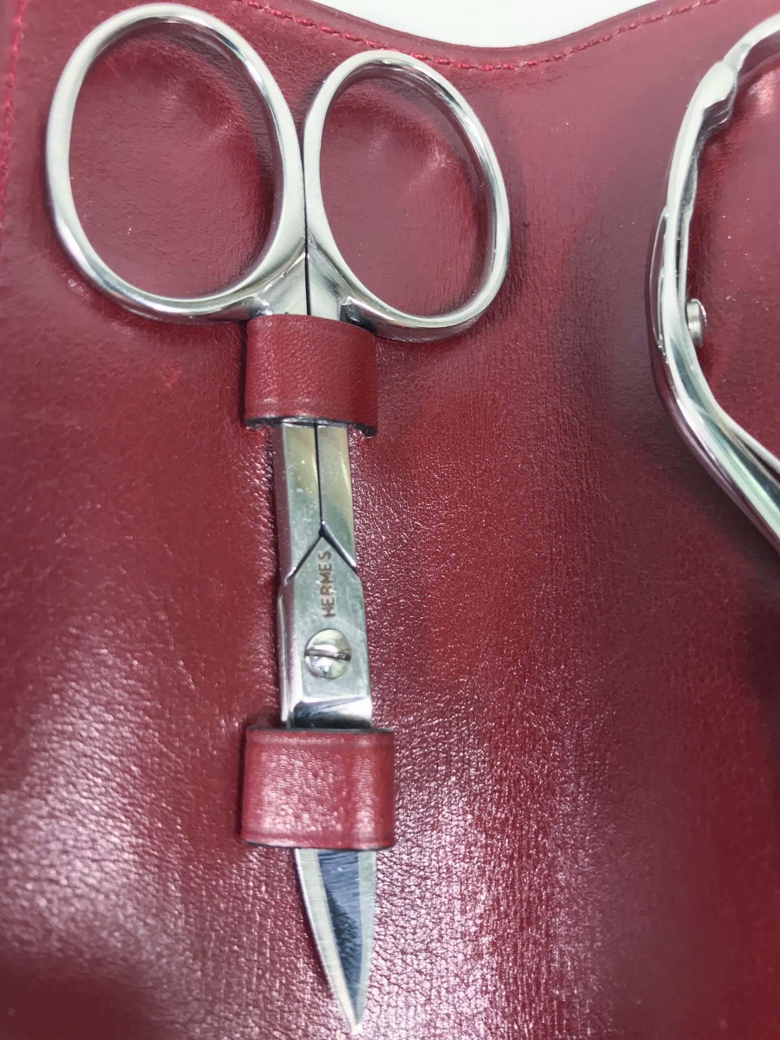 French Hermès Manicure Set with Leather Case For Sale
