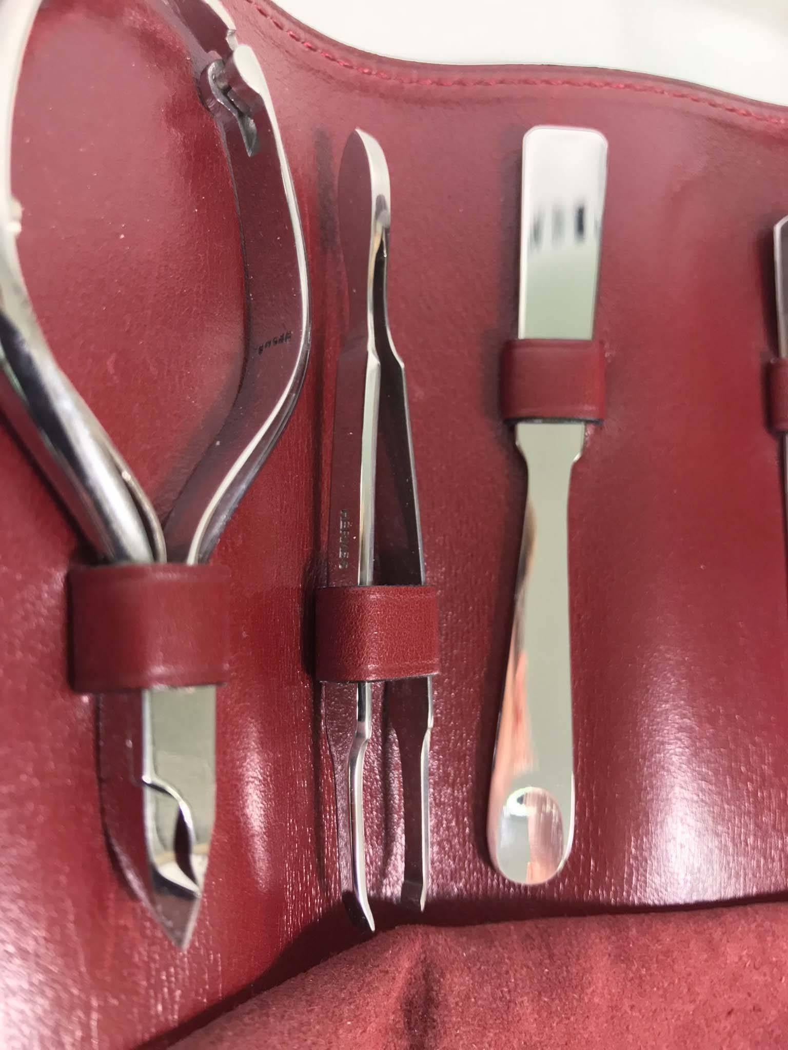 Hermès Manicure Set with Leather Case In Good Condition For Sale In Vancouver, BC