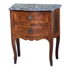 19th Century French Two Drawer Marble Topped Commode