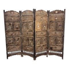 19th Century Anglo-Indian Four-Panel Screen