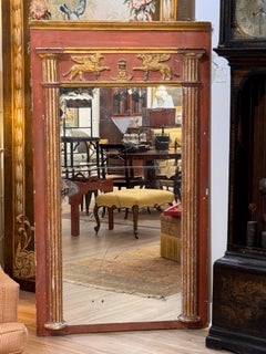 Early 19th Century Continental Neoclassical Parcel-Gilt and Red Painted Mirror