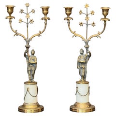 Pair of Regency Gilt Bronze Two-Light Candelabra with Chinoiserie Figures