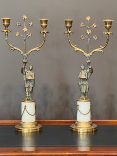 Pair of Regency Gilt Bronze Two-Light Candelabra with Chinoiserie Figures