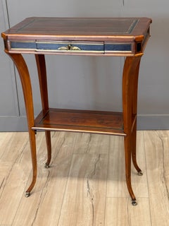 Continental Neoclassical Inlaid Mahogany Two-Tier Side Table