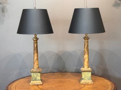 Pair of Mid 20th Century Faux Marble Column-Form Table Lamps