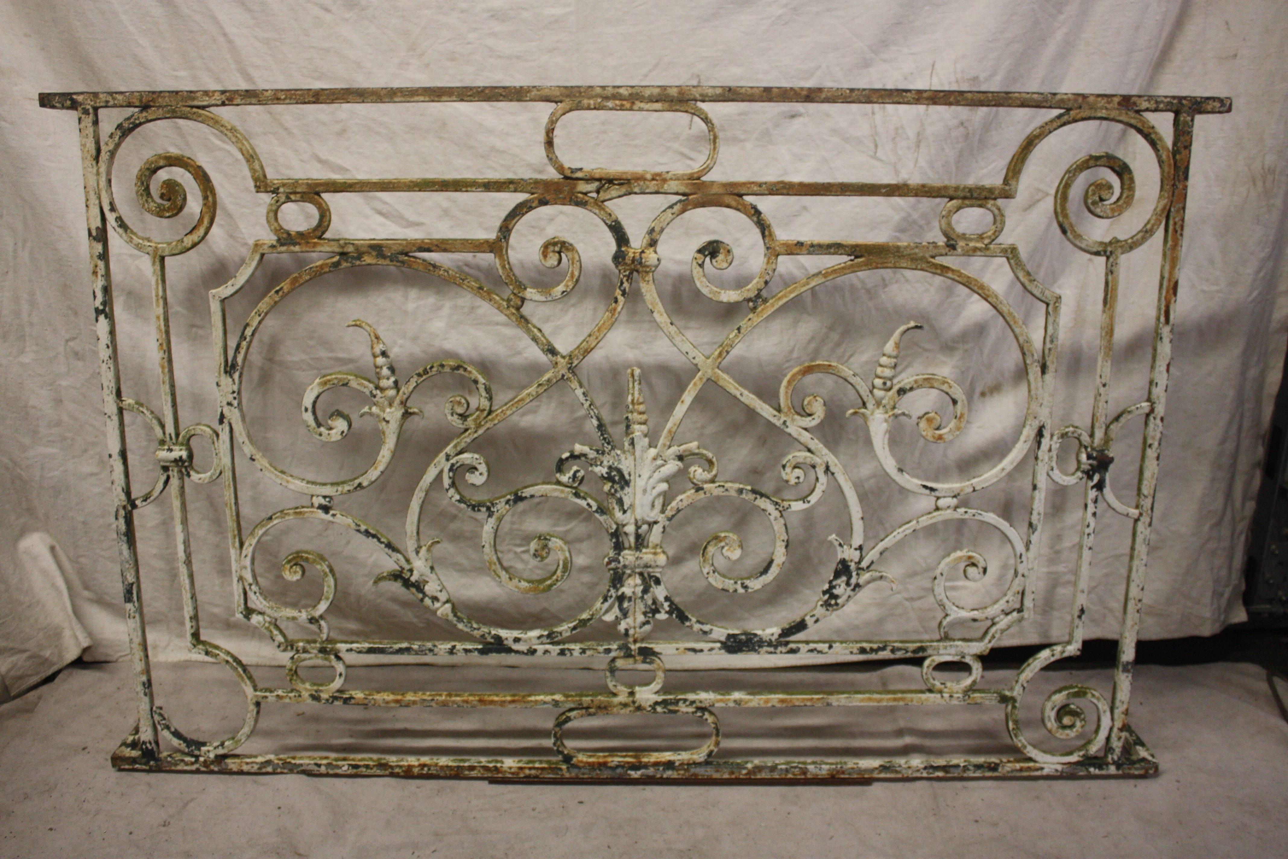 19th century French painted cast iron balcony.