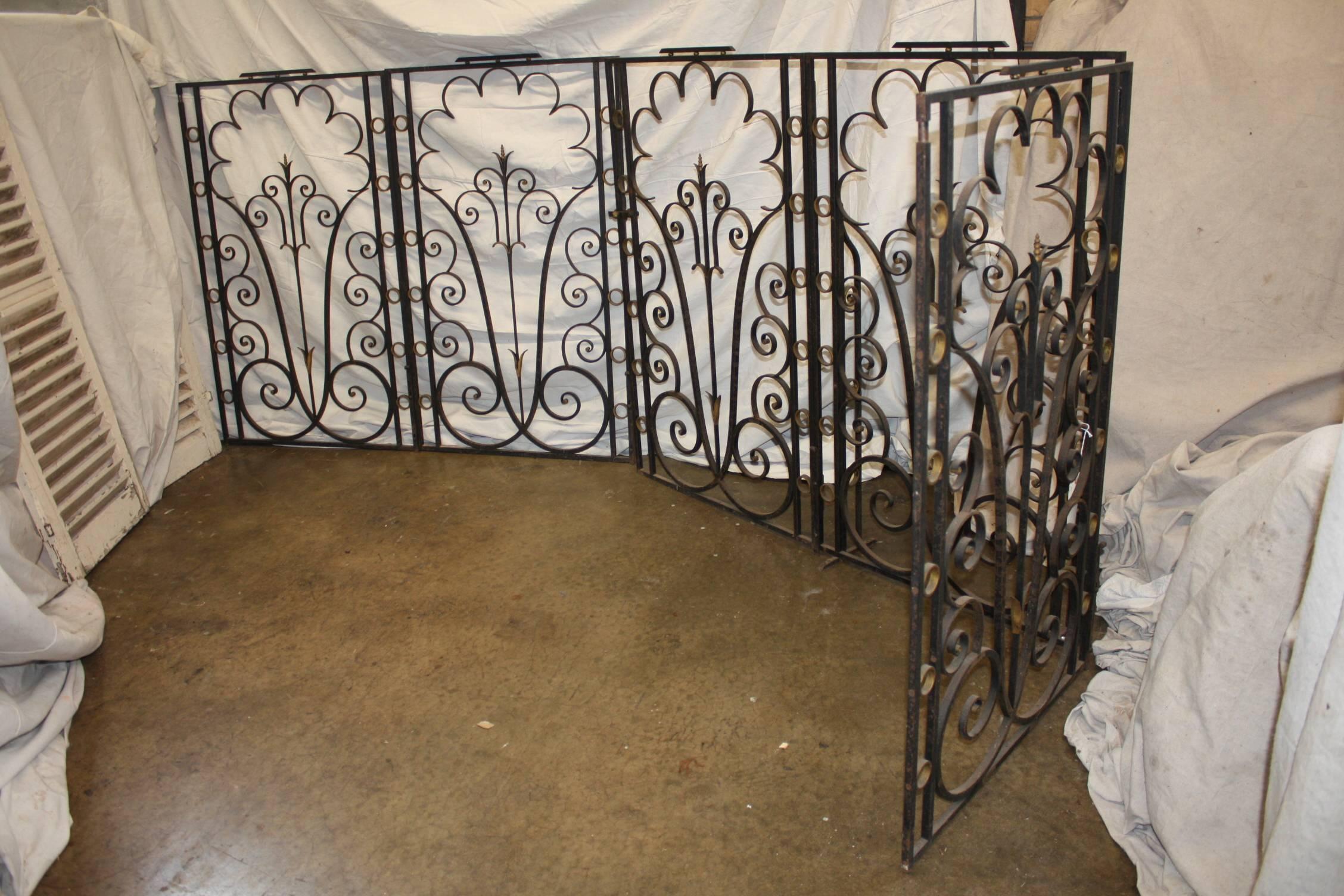 Set of early 20th century French iron gates. They can be used as inside or outside door.
 