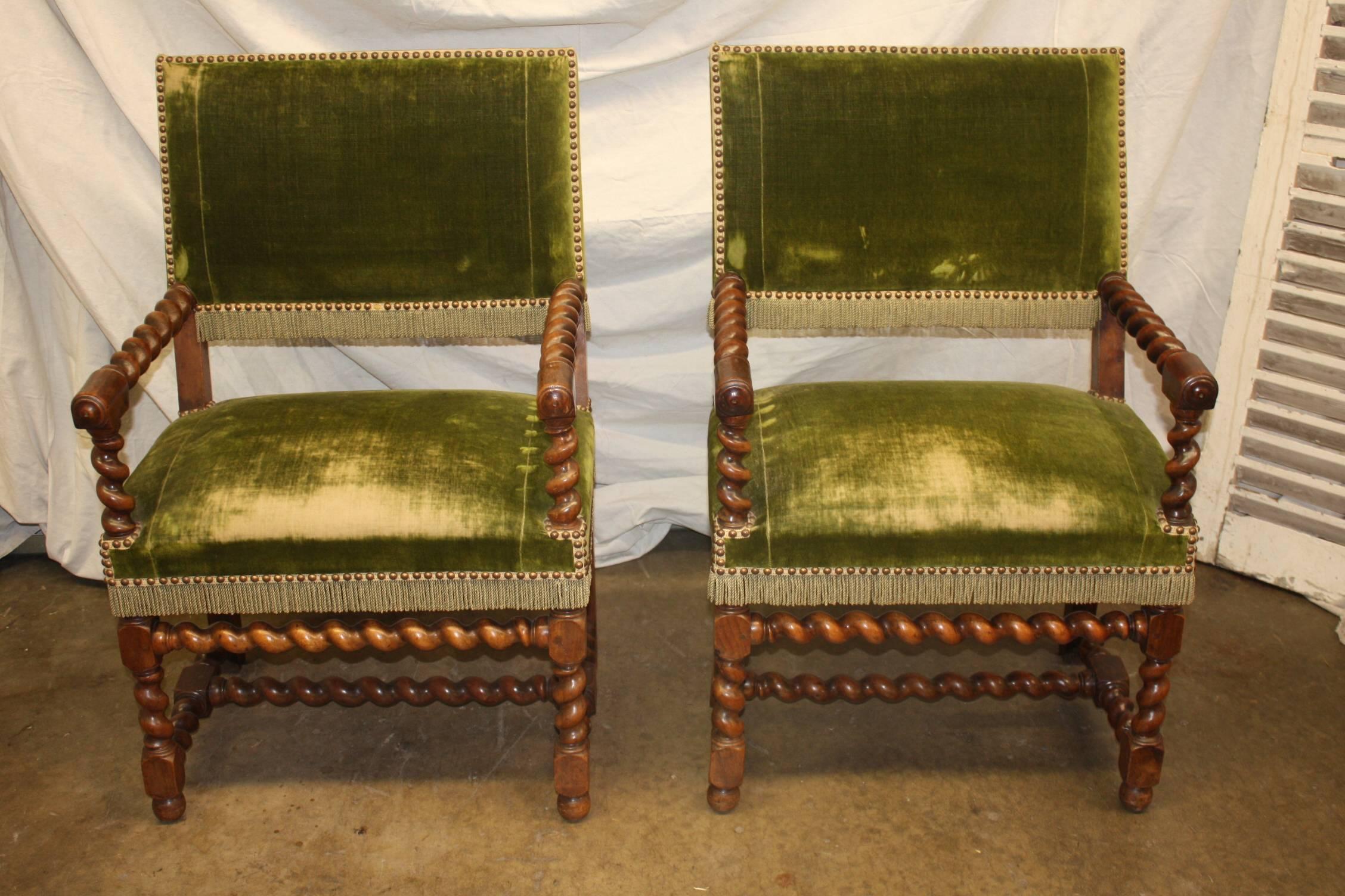 19th century Louis XIII style chairs.