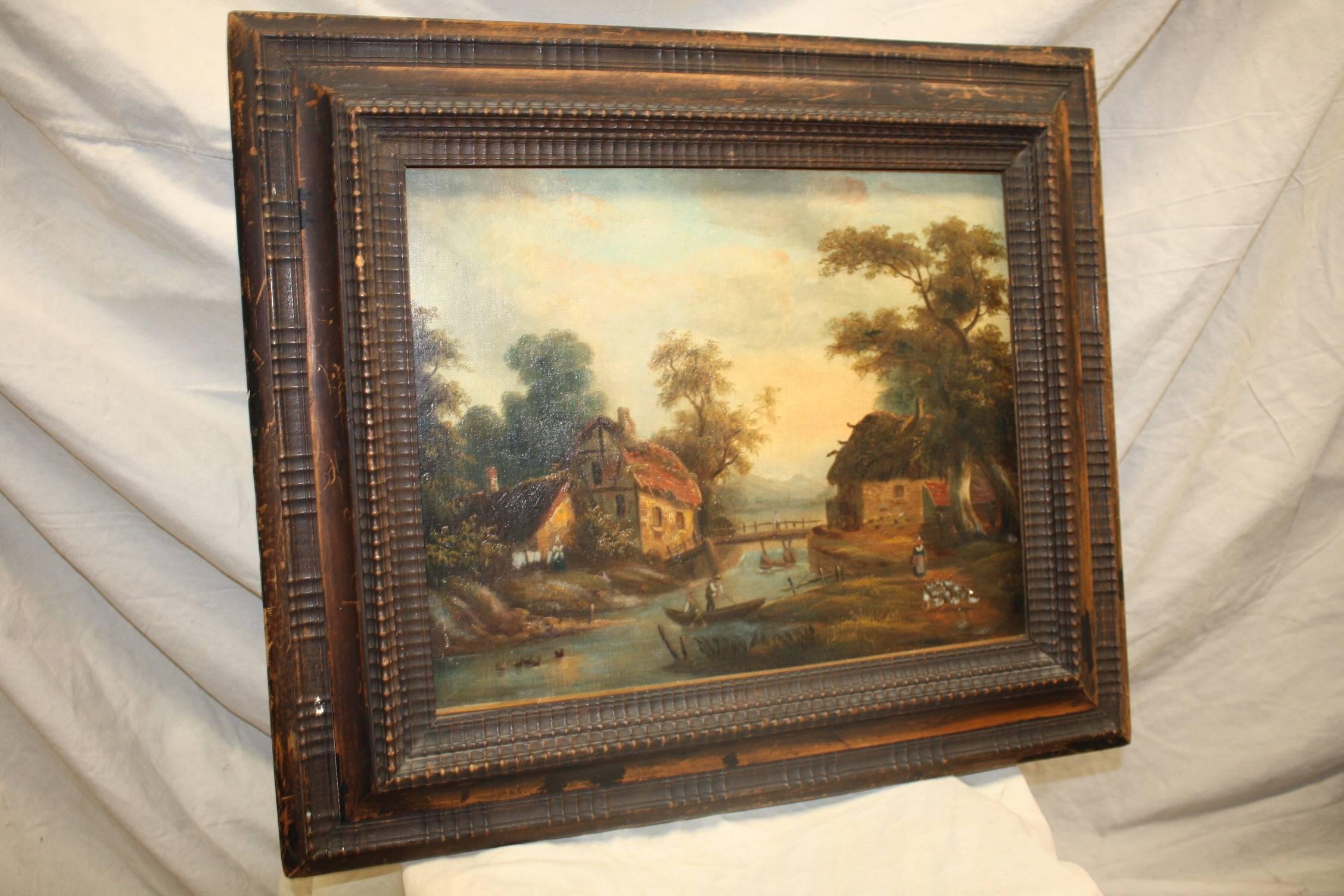 Charming French 19th Century Painting, Oil on Canvas 