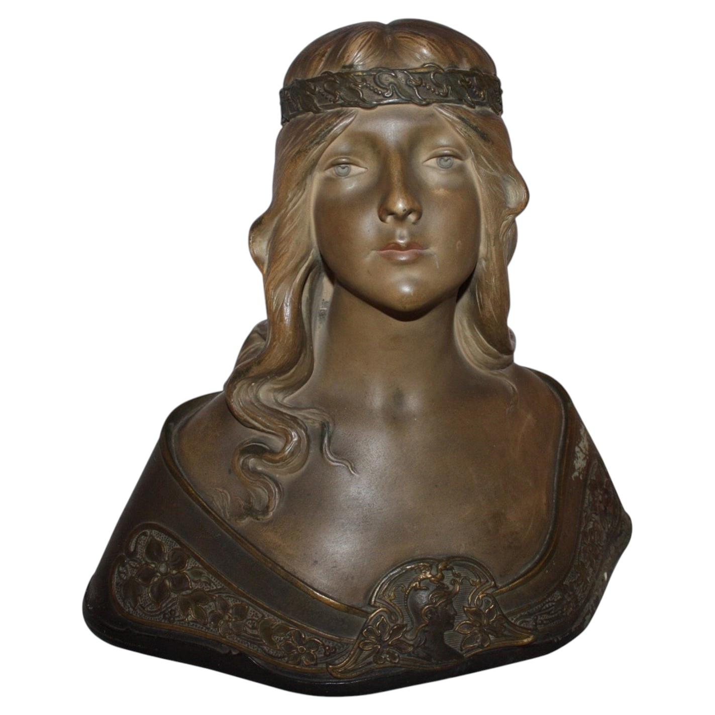 19th Century French Terracotta Bust, Louis Philippe Style, Signed 1872