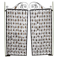 Portails français anciens en fer forgé, finition dorée, style provincial, vers 1780