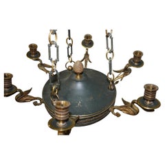 19th Century French Chandelier, Bronze and Tôle, Restauration Style