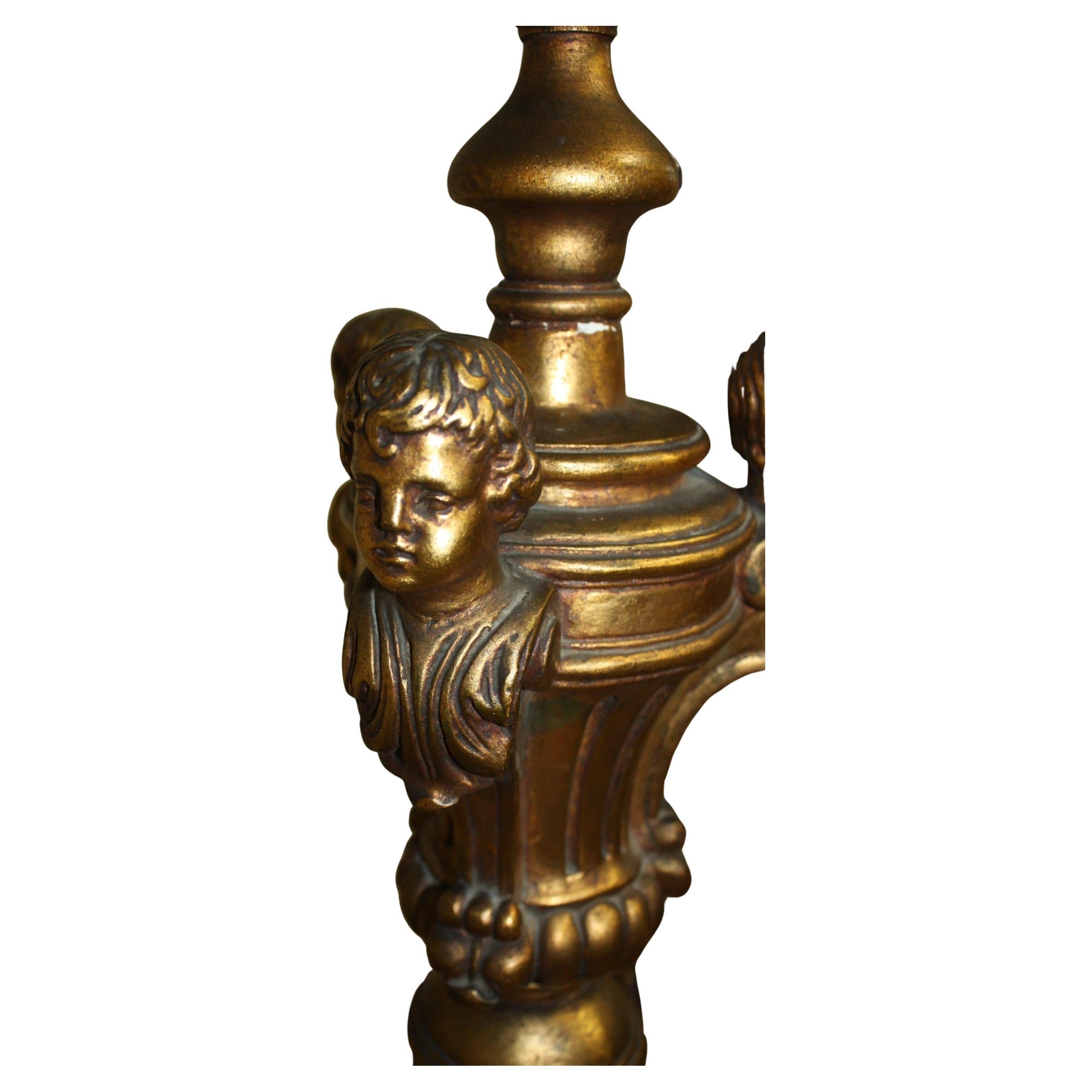Lustre en bois doré français du début du 20e siècle Bon état - En vente à Stockbridge, GA