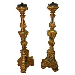 Italian 18th Century Giltwood Candlesticks
