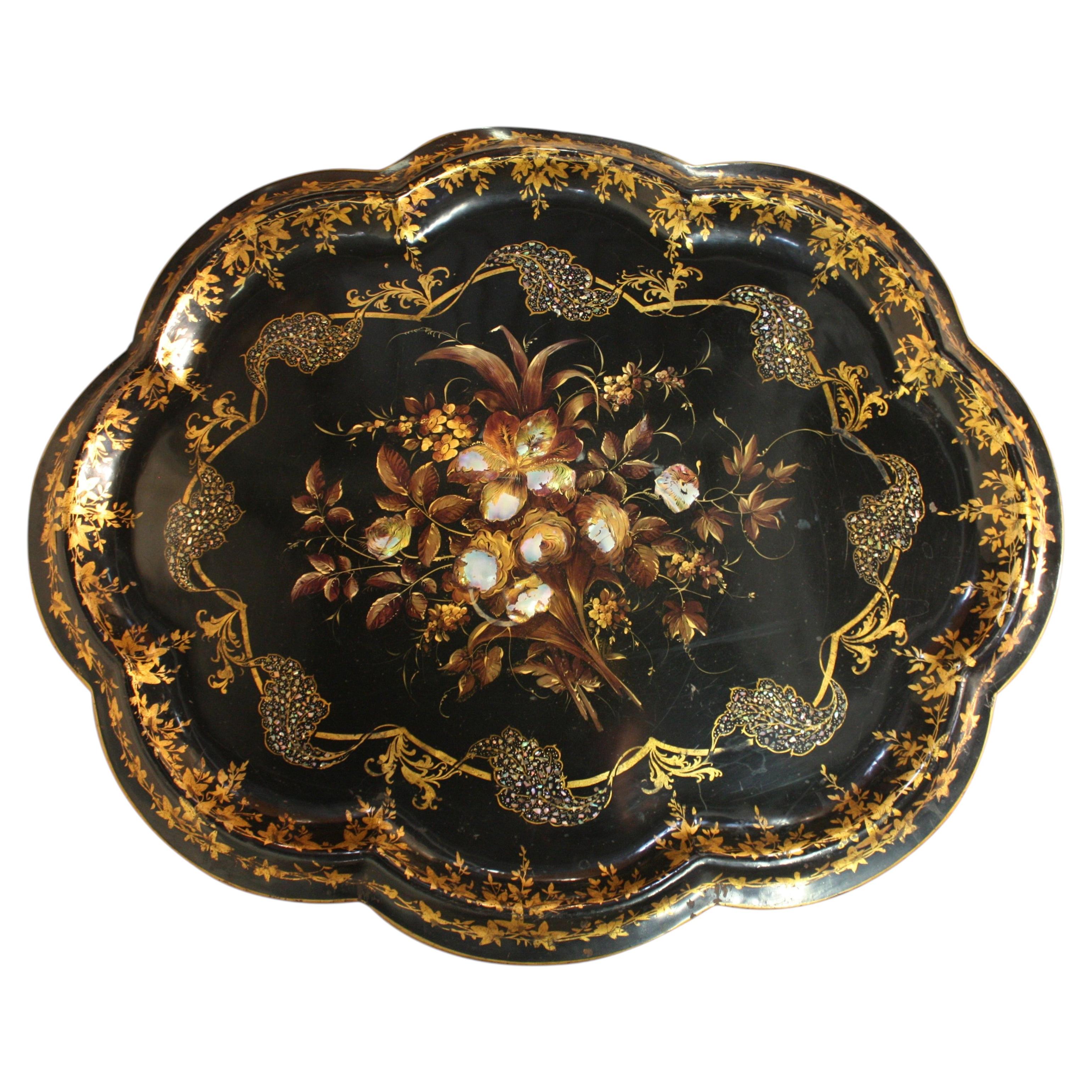 Mid-19th Century French Lacquered Tray Table, Napoleon III For Sale