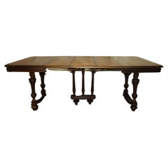 Antique French Walnut Dining Table, Late 19th Century, 3 Extensions