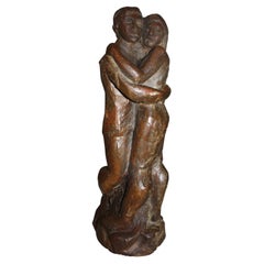 Primitive Figurative Sculpture 'Adam & Eve' in Concrete, France, 1970