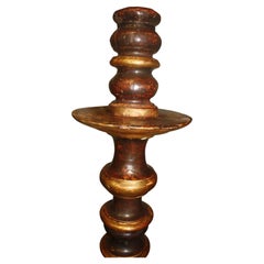 Antique Italian Candelabra, Hand-Painted Wood, Late 18th Century