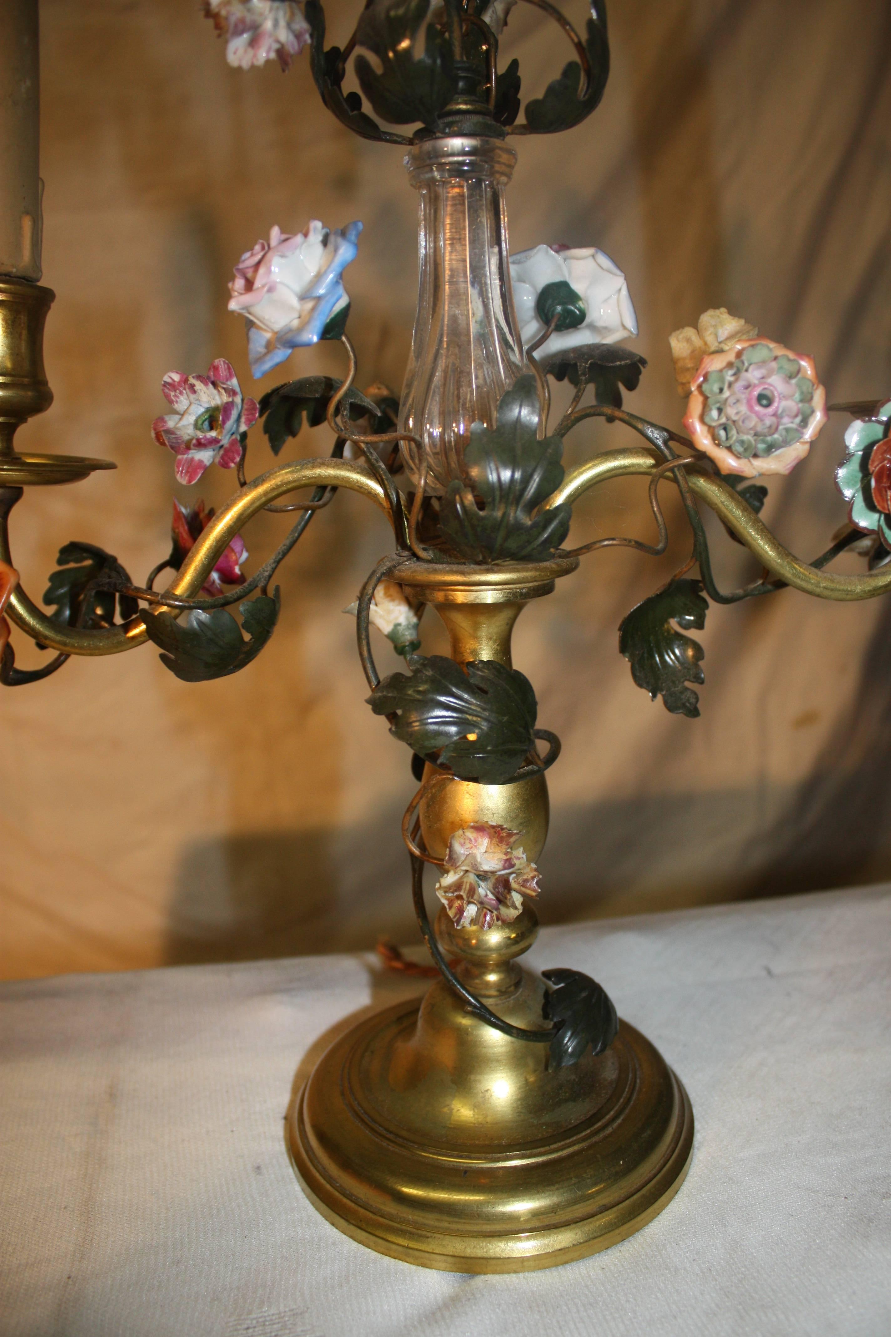 Painted Pair of 19th Century French Candelabras