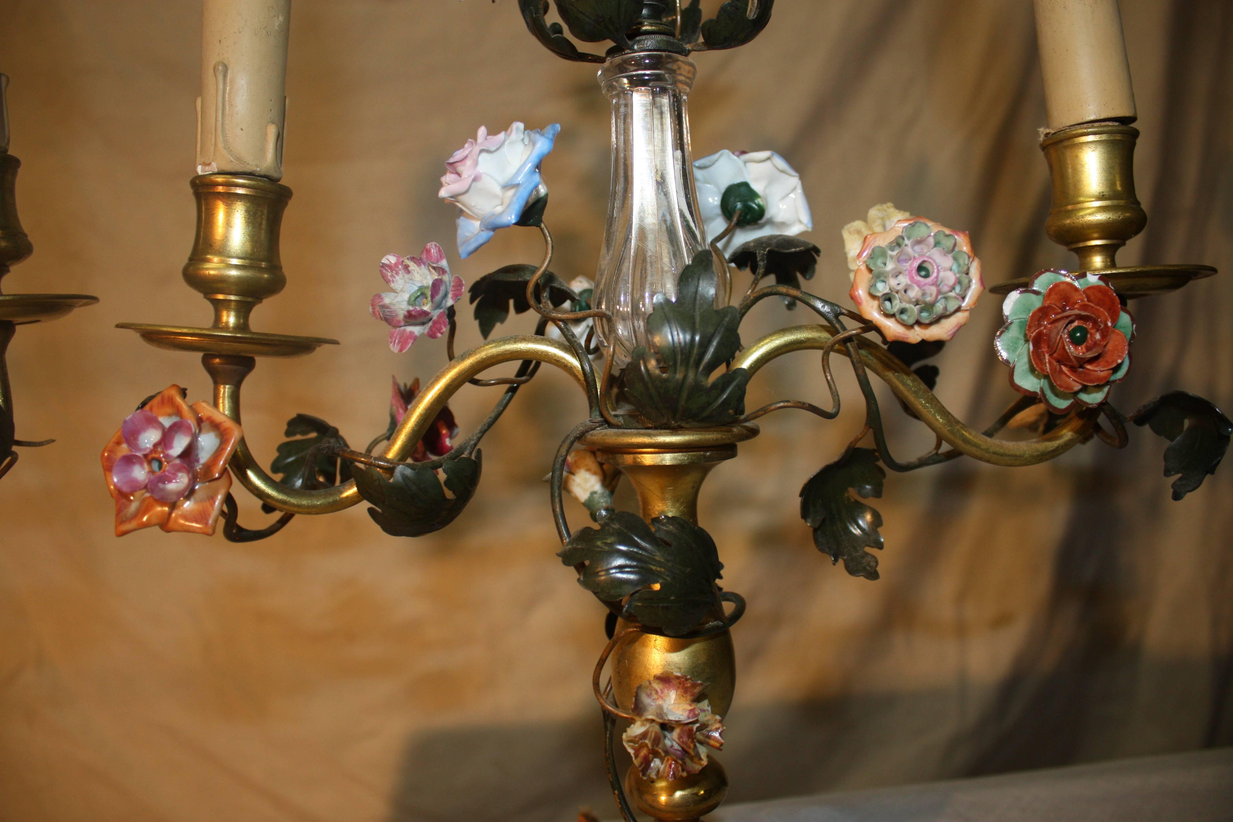 Porcelain Pair of 19th Century French Candelabras