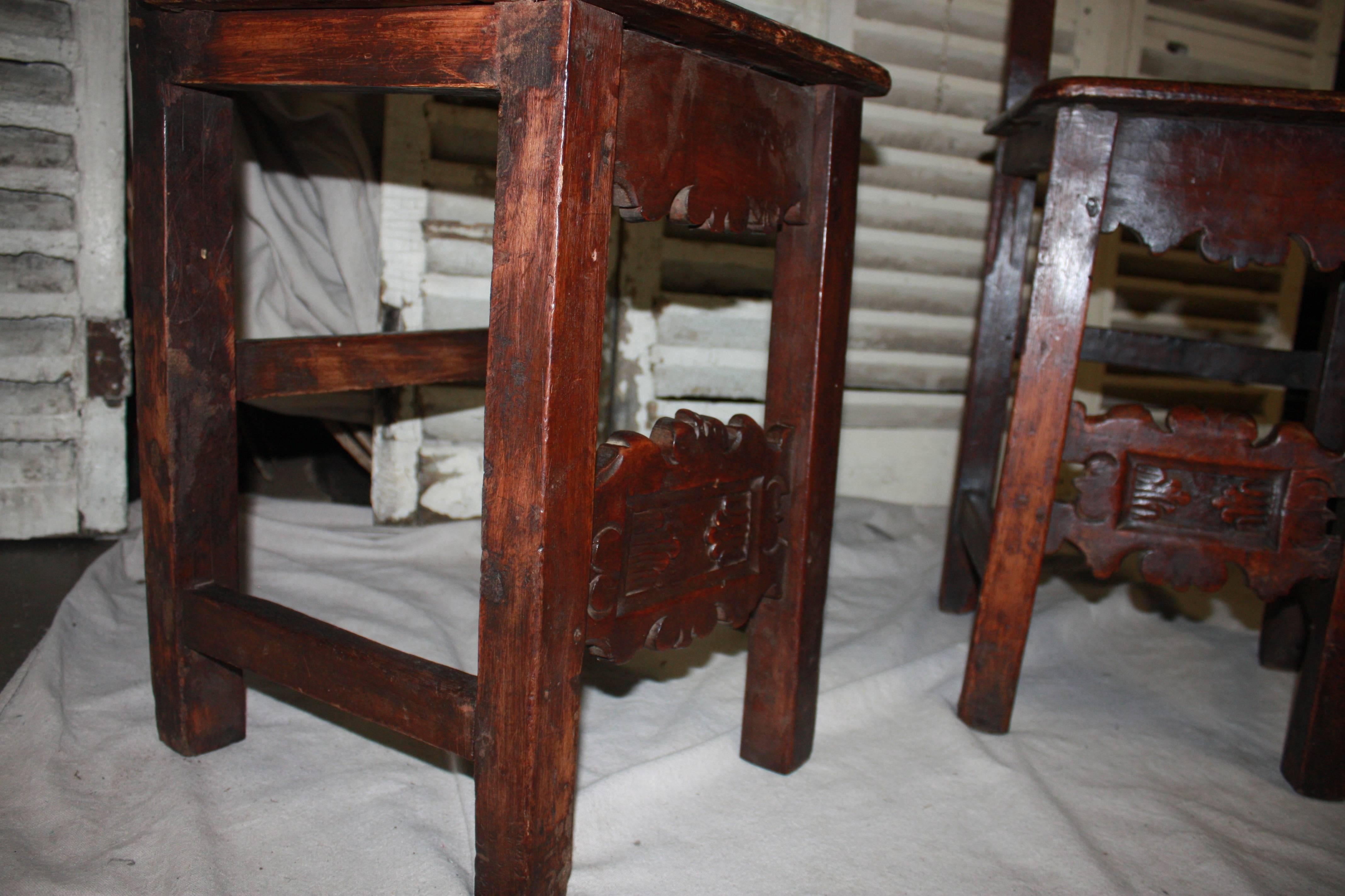 Carved Pair of 17th Century French Chairs
