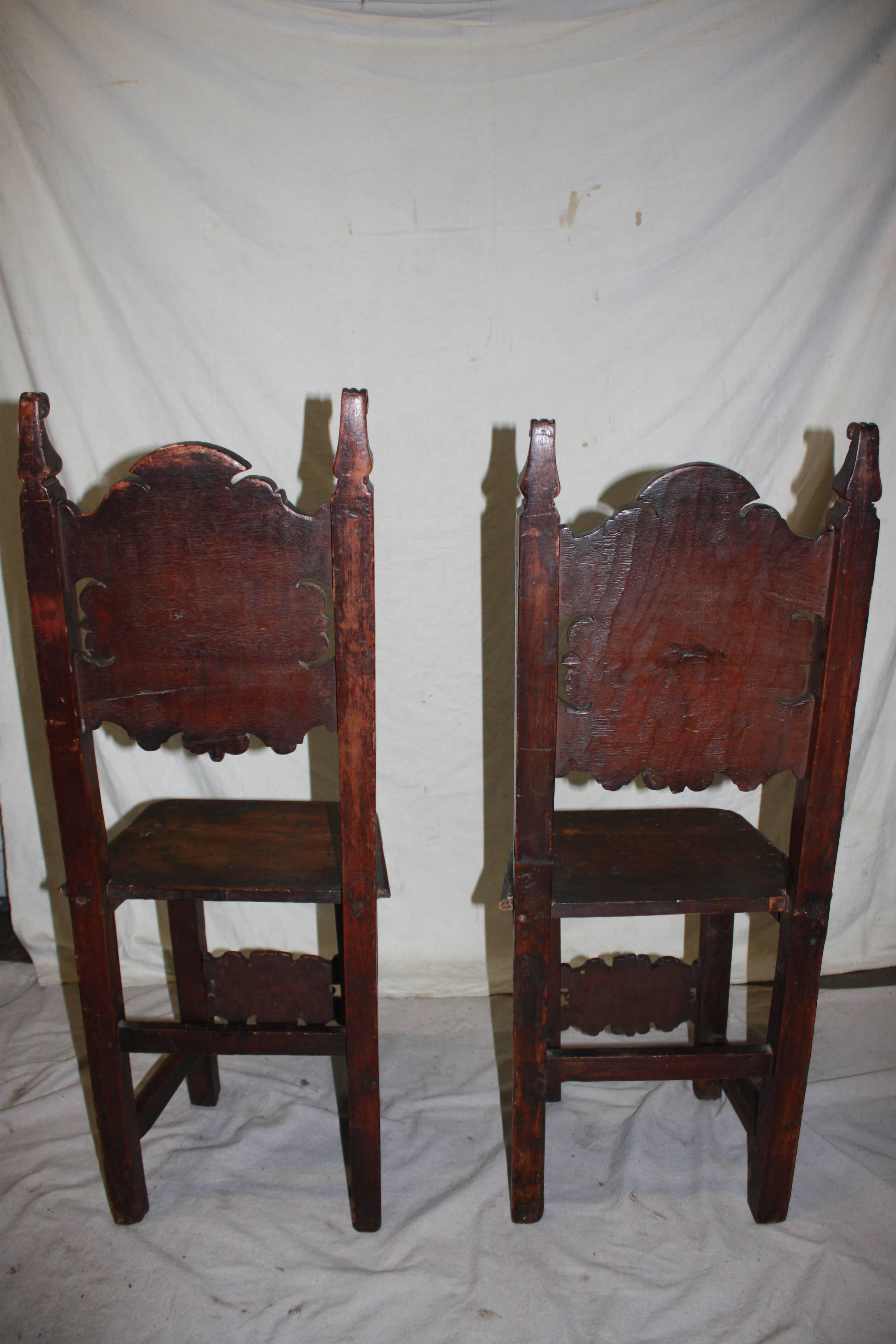 Oak Pair of 17th Century French Chairs