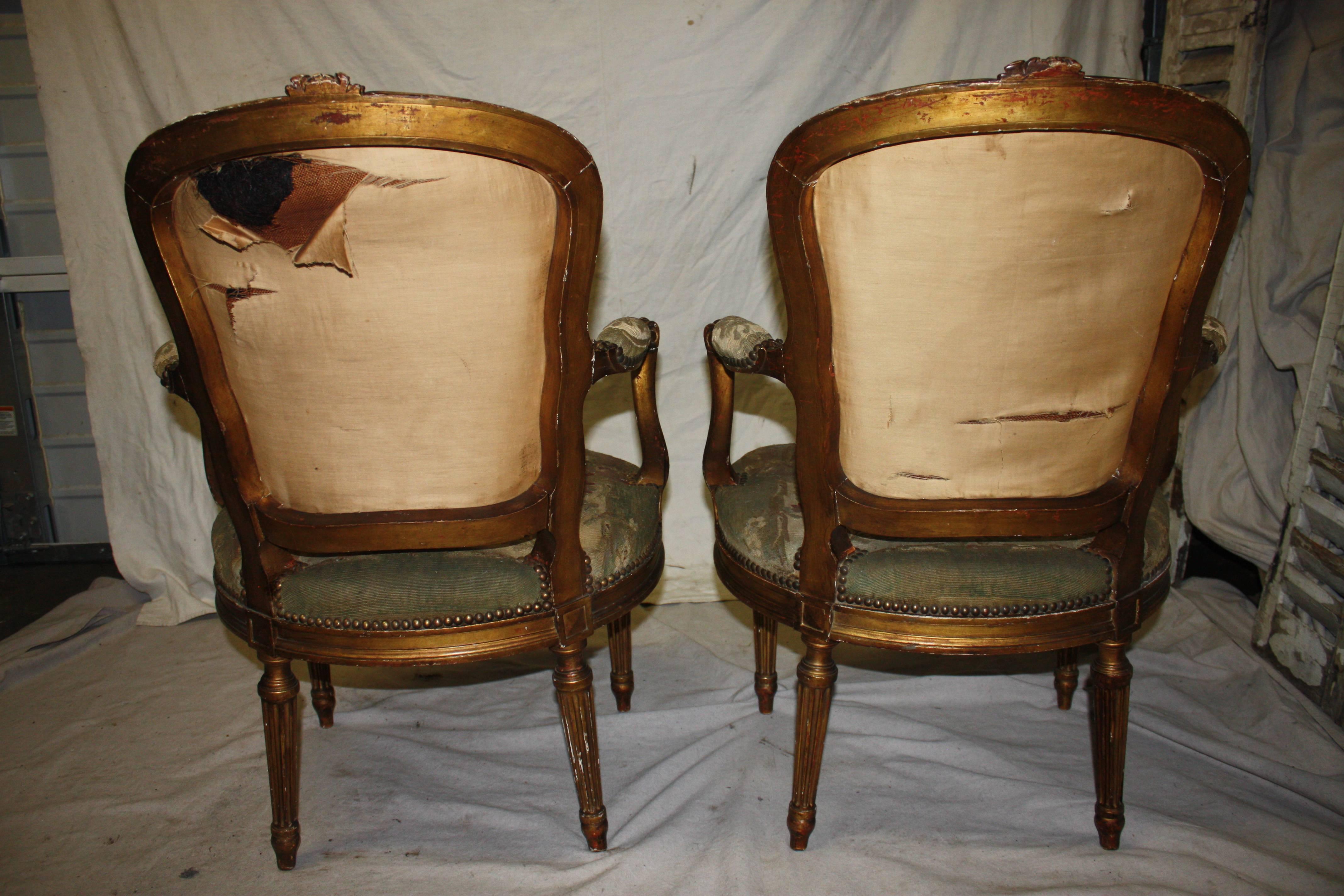 Pair of 19th Century French Gilded Armchairs 3