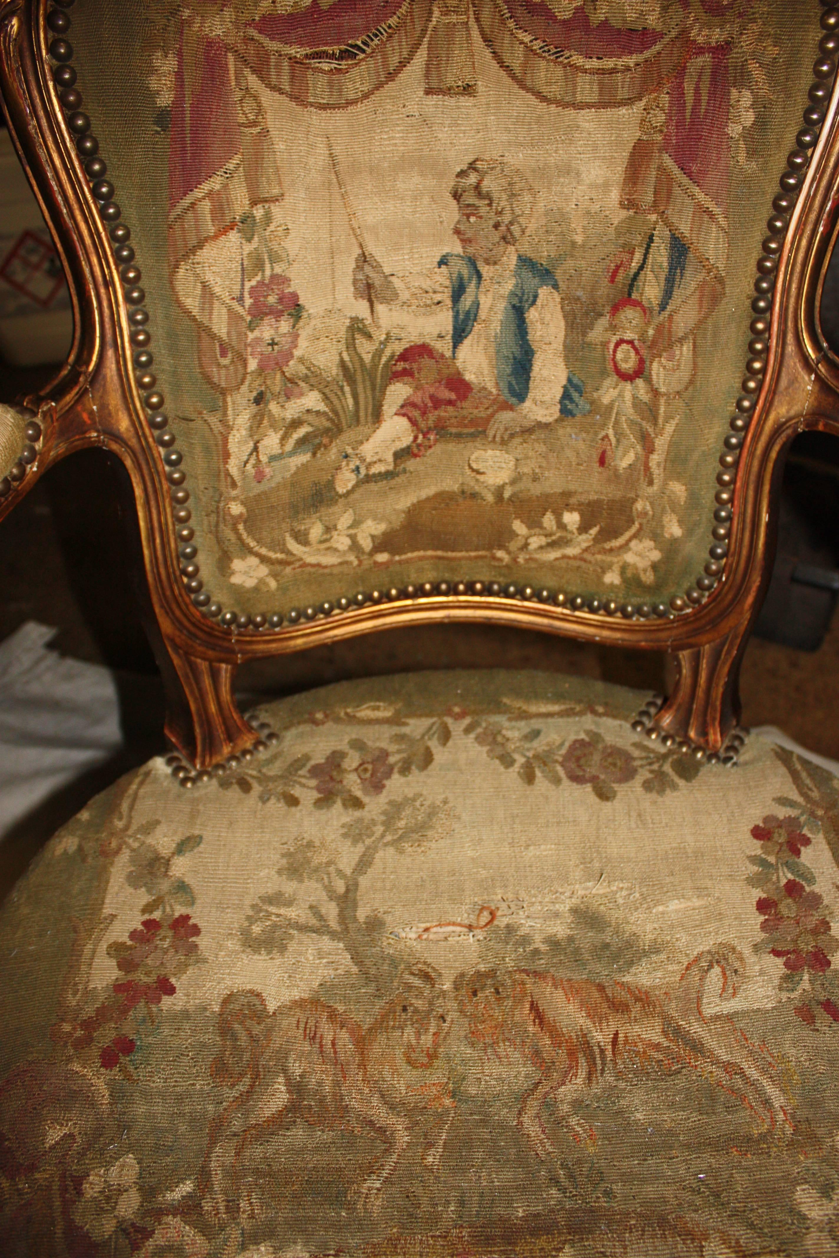 Pair of 19th Century French Gilded Armchairs 1