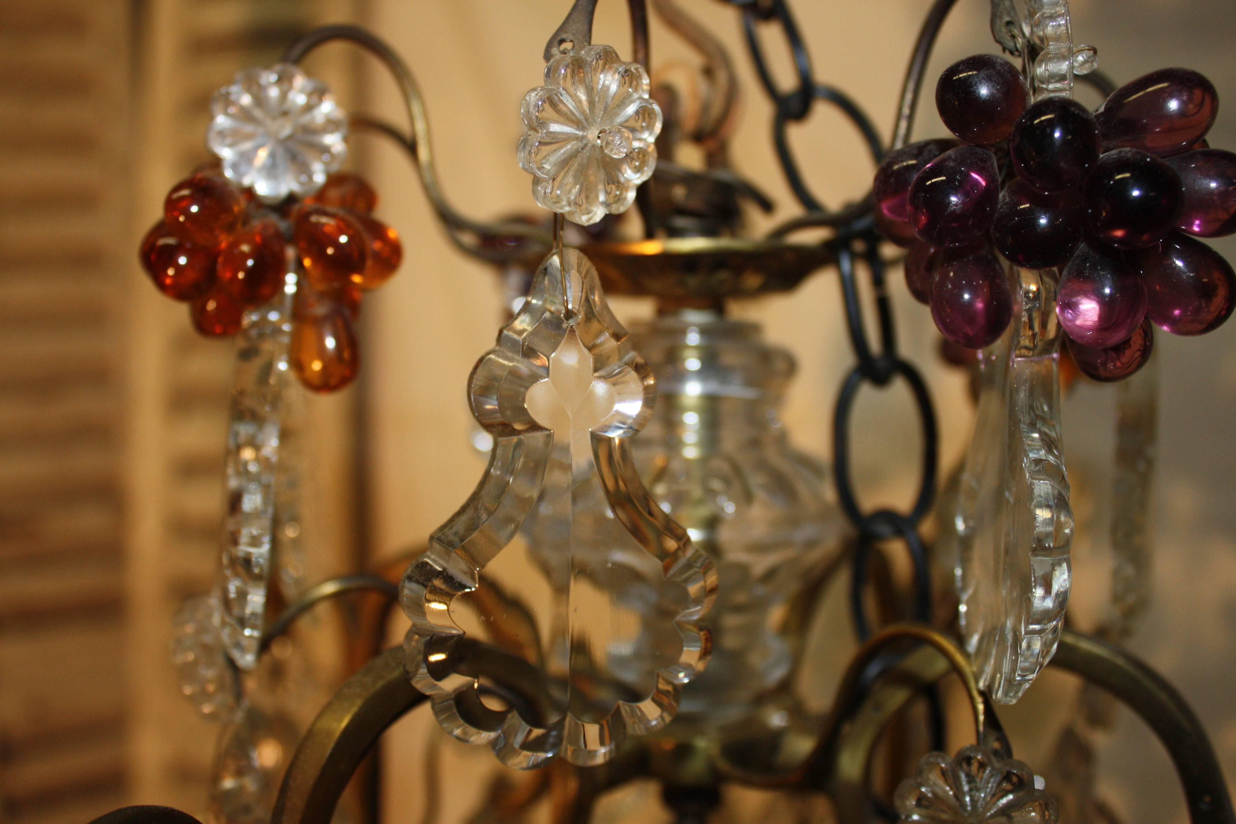 Charming French Chandelier and Crystal In Good Condition In Stockbridge, GA