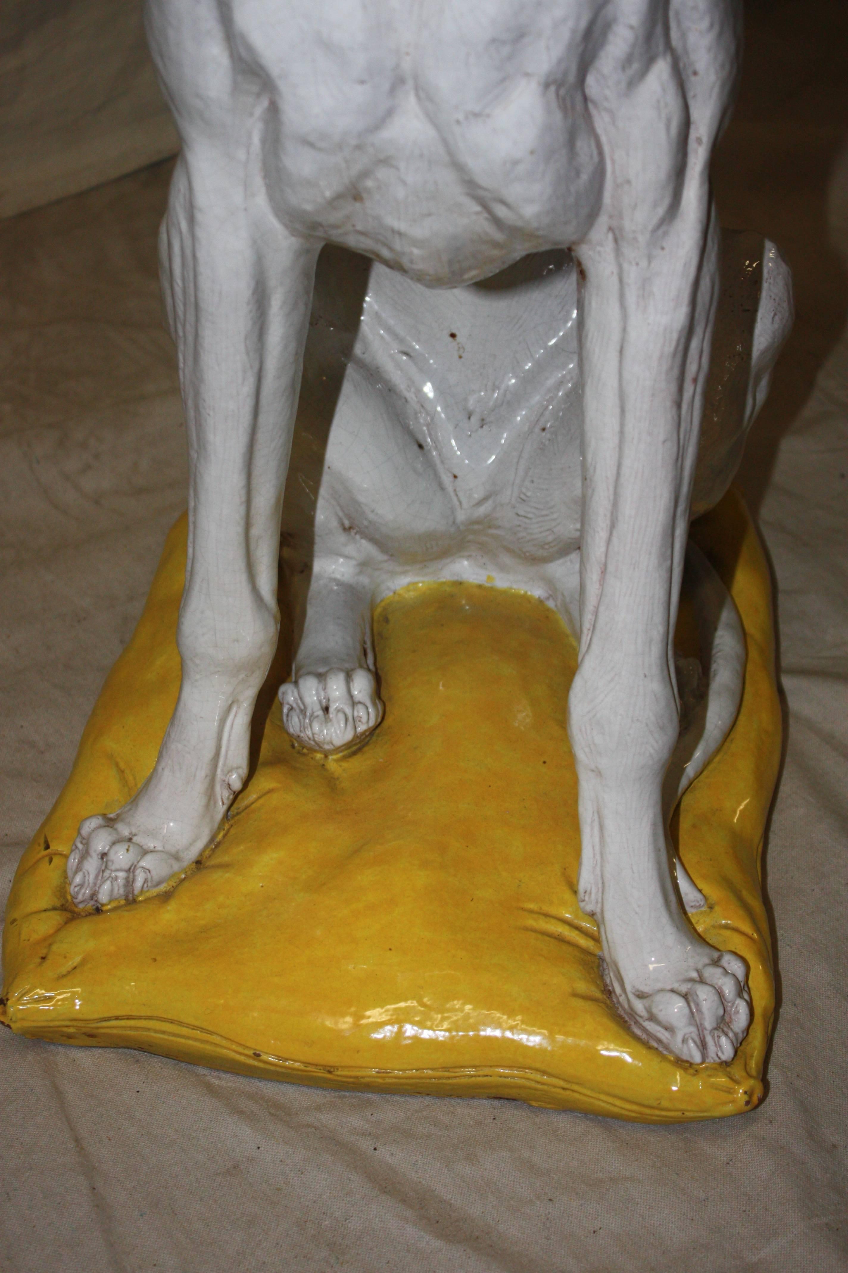 Terracotta Superb Italian Greyhound Dog Sculpture For Sale